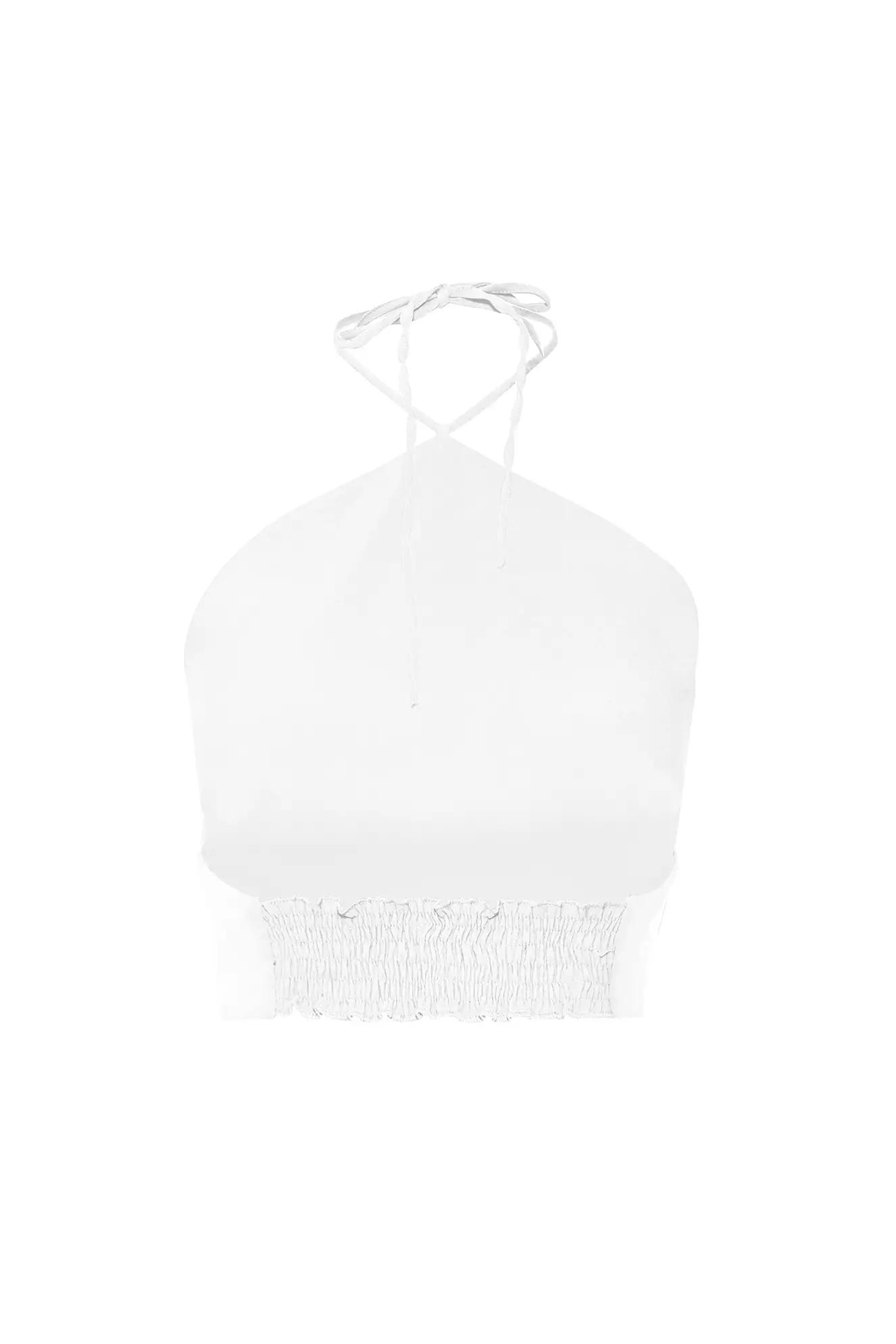 White crepe sleeveless crop top