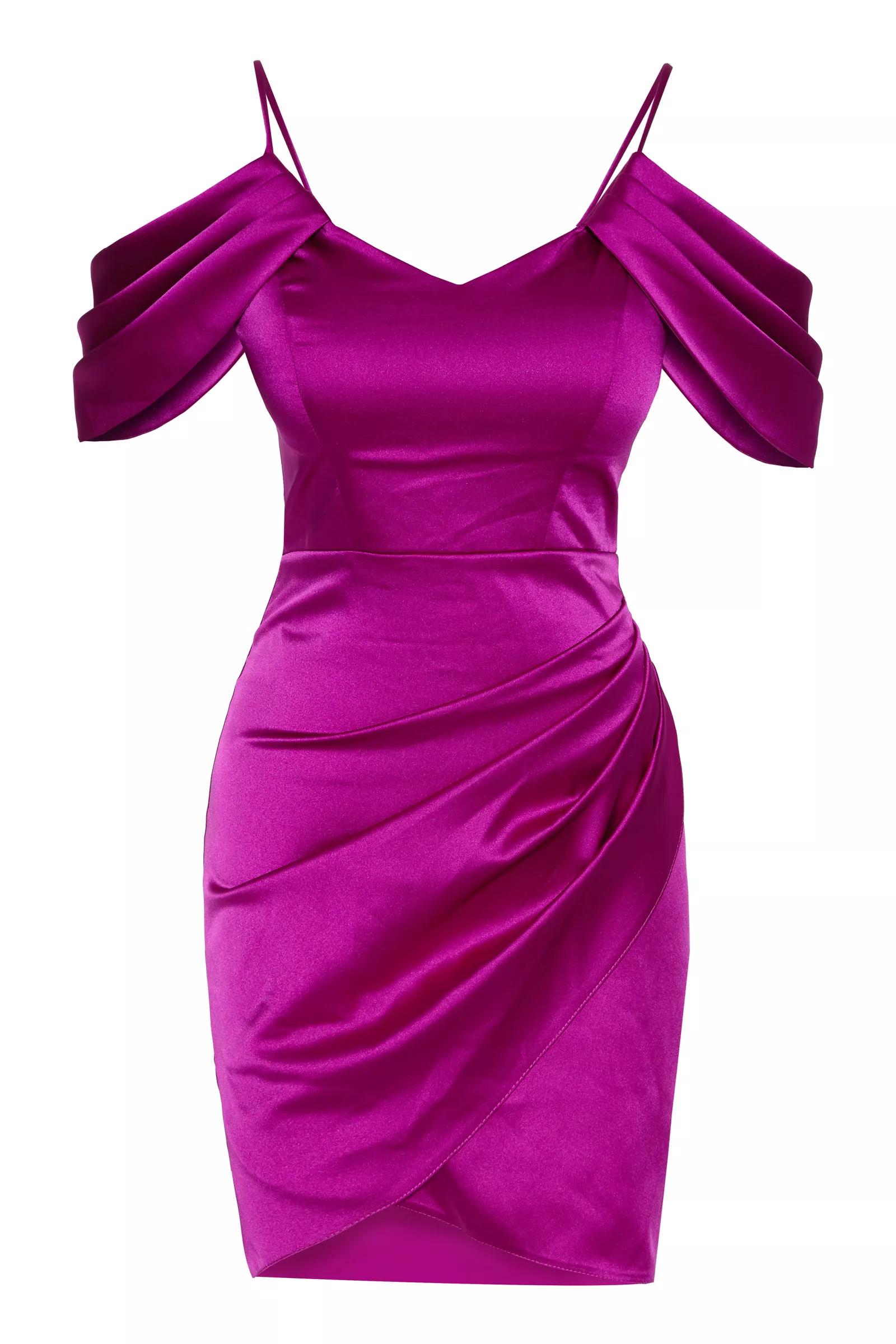 Fuchsia satin sleeveless mini dress