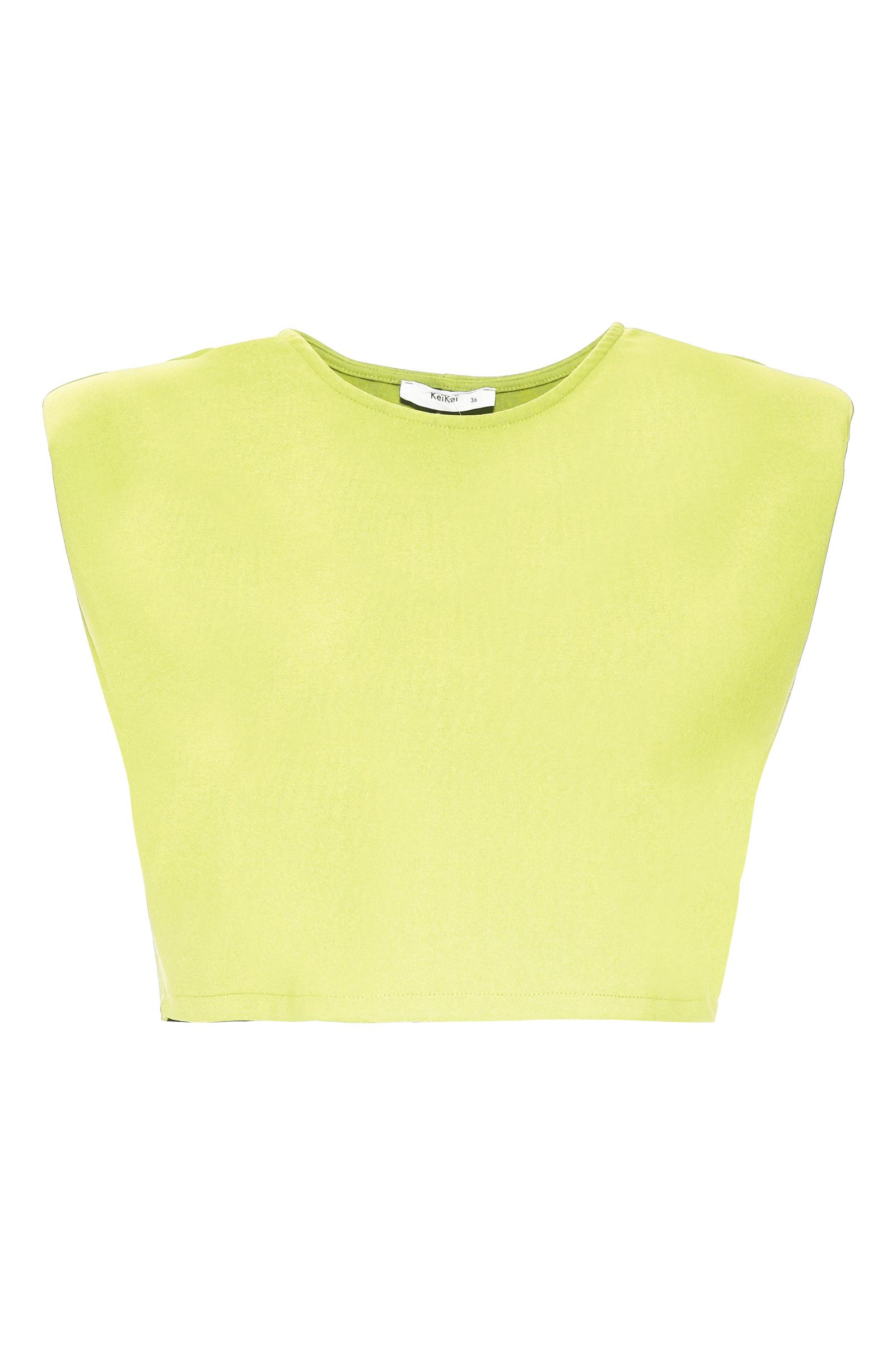 Pistachio green crepe sleeveless crop top