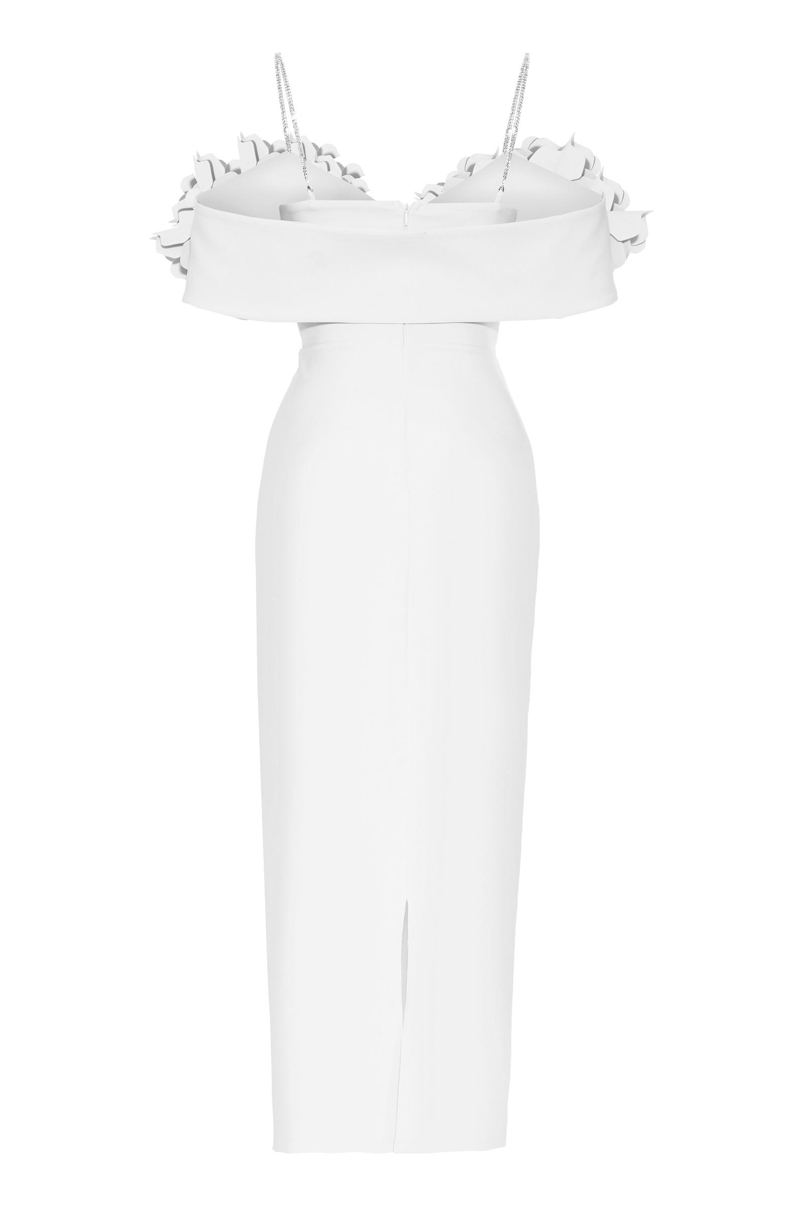White crepe sleeveless maxi dress