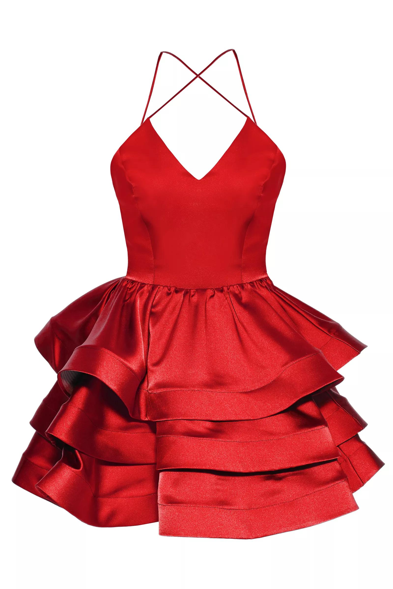 Red satin sleeveless mini dress