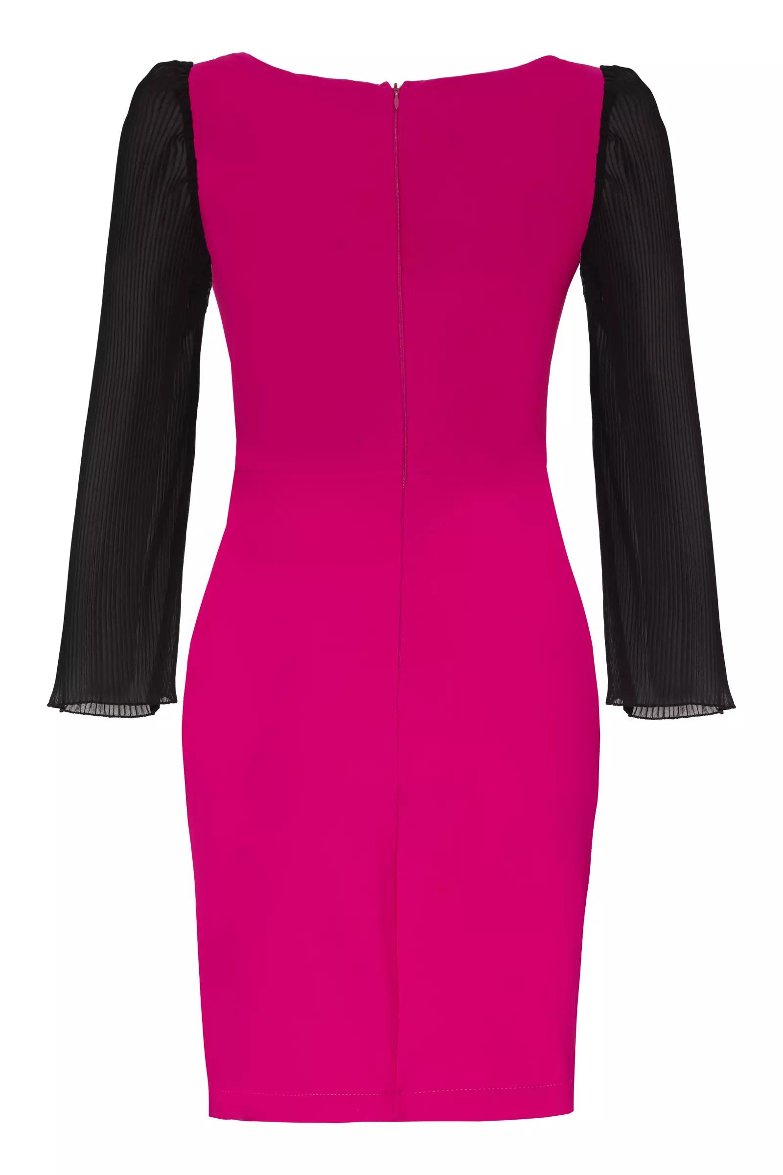 Fuchsia crepe long sleeve mini dress