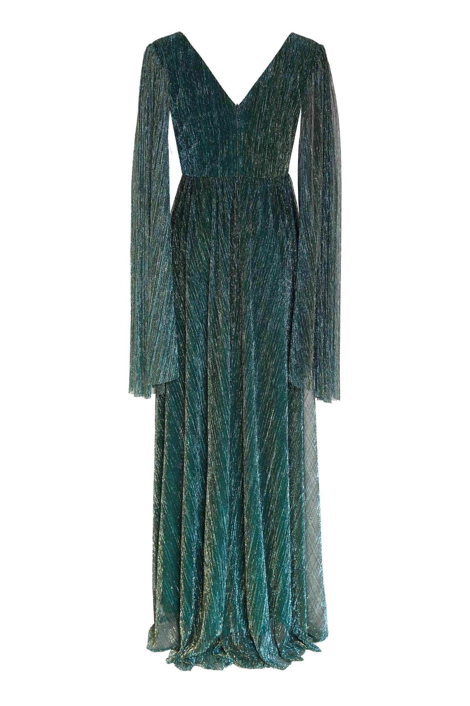 Green plus size moonlight long sleeve maxi dress