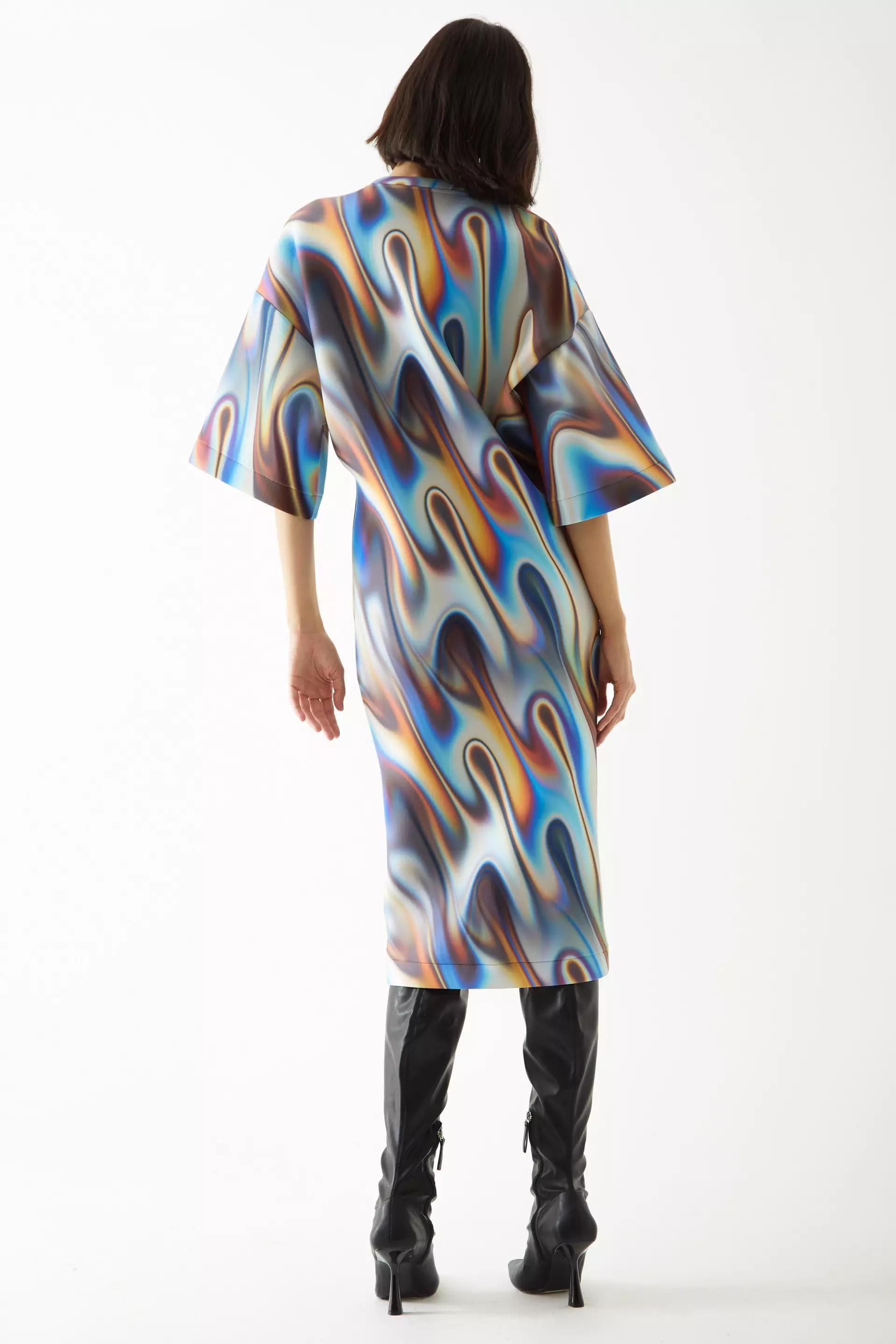 Printed dalgic long sleeve maxi dress