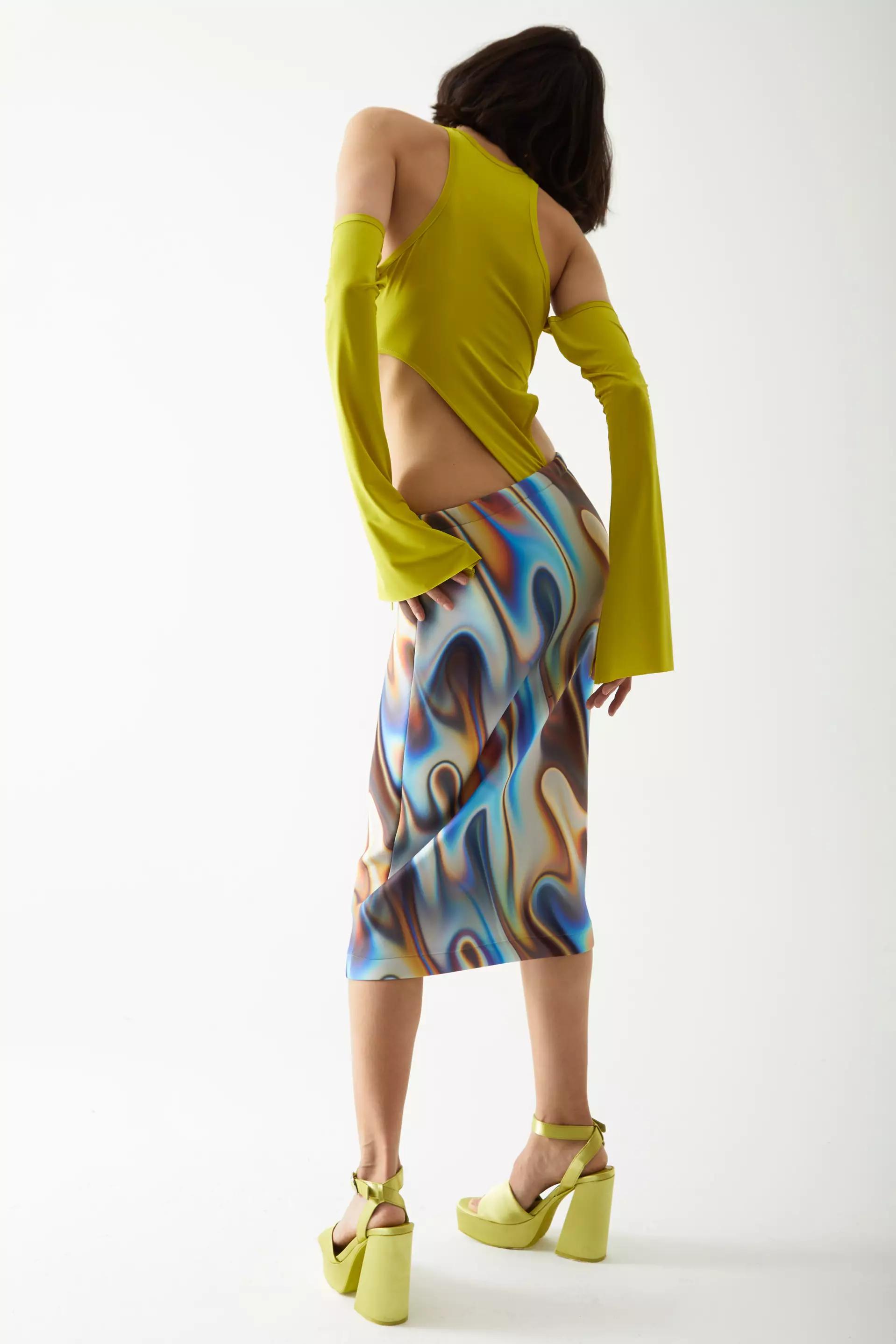 Printed Wowen Sleeveless Midi Skirt