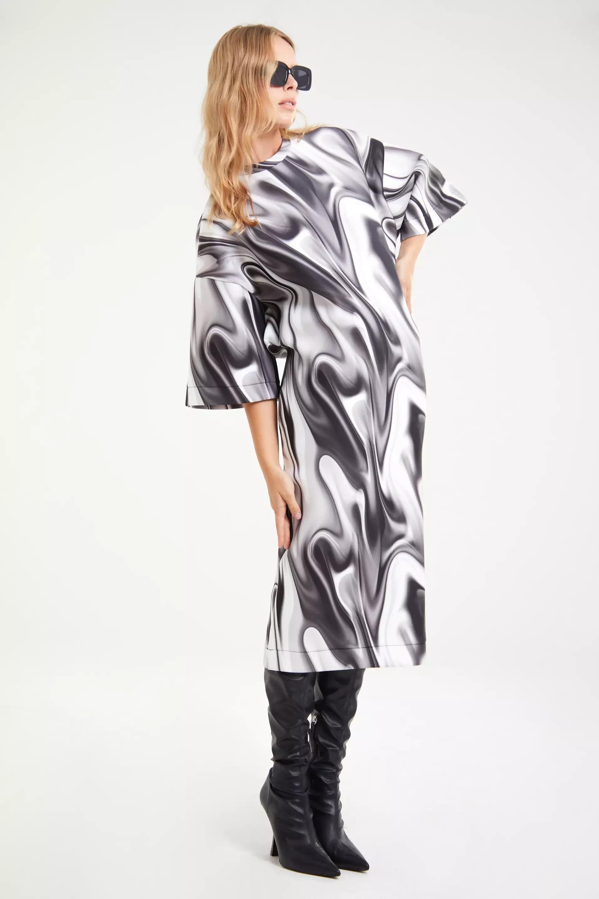 Printed dalgic long sleeve maxi dress