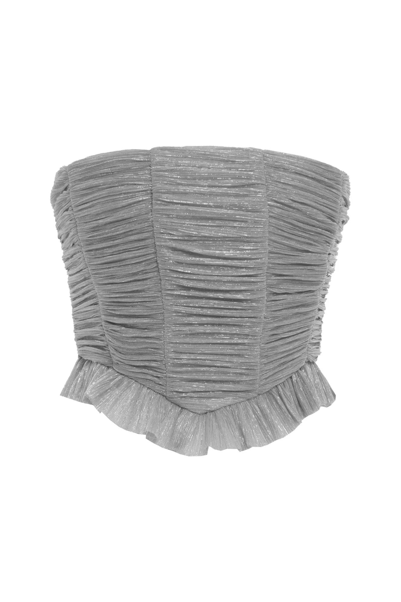 Silver moonlight strapless mini shirt