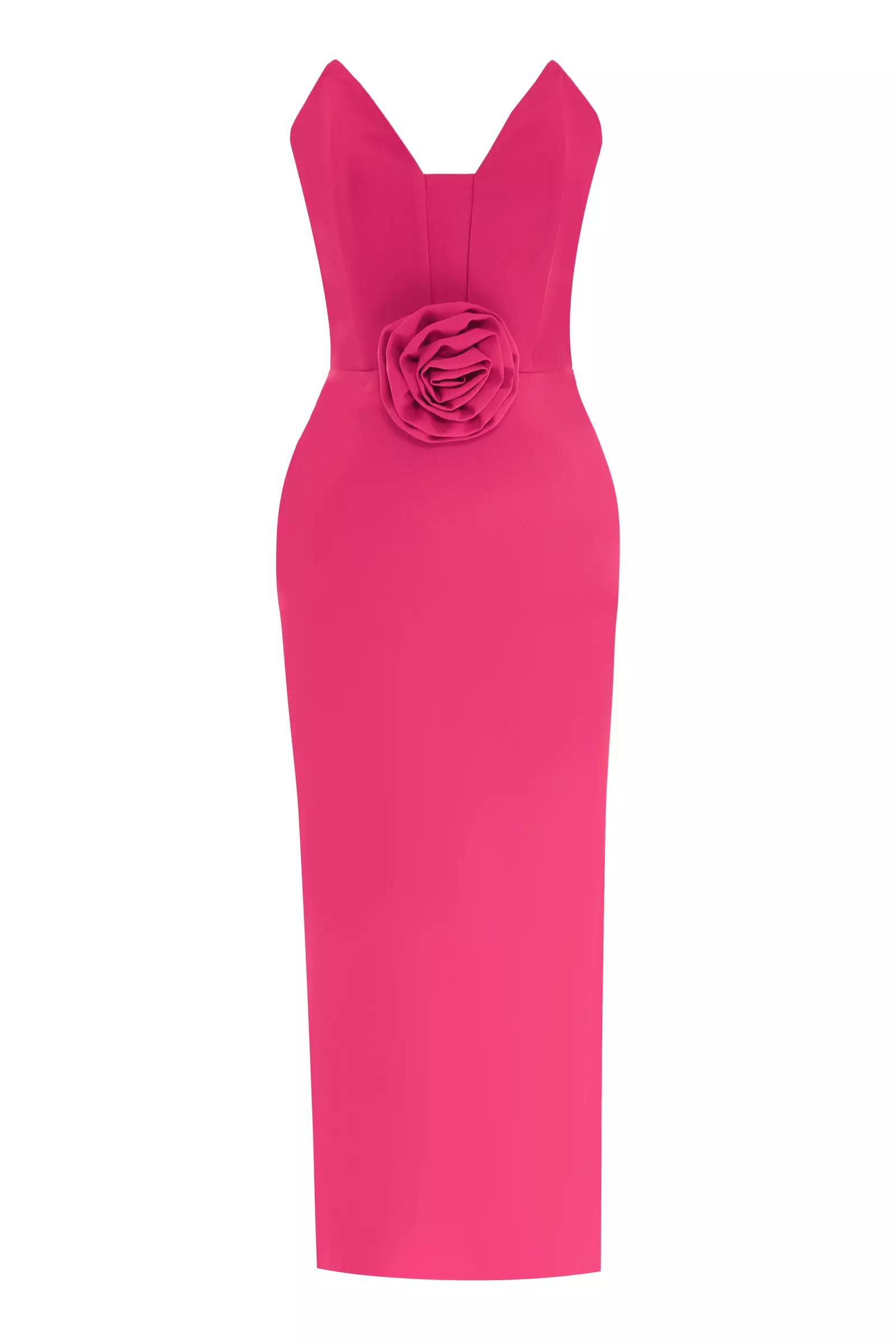 Fuchsia crepe sleeveless maxi dress