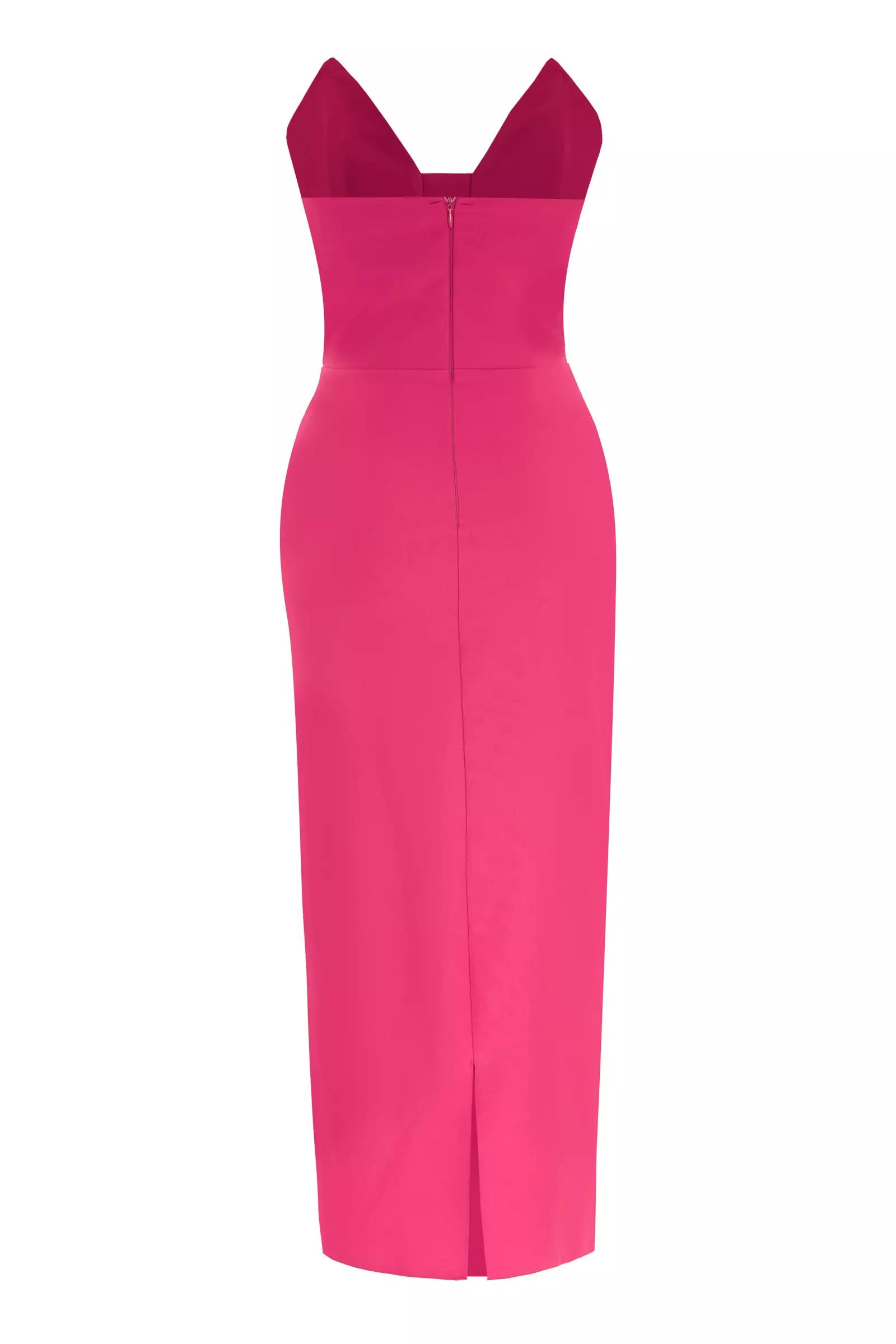 Fuchsia crepe sleeveless maxi dress