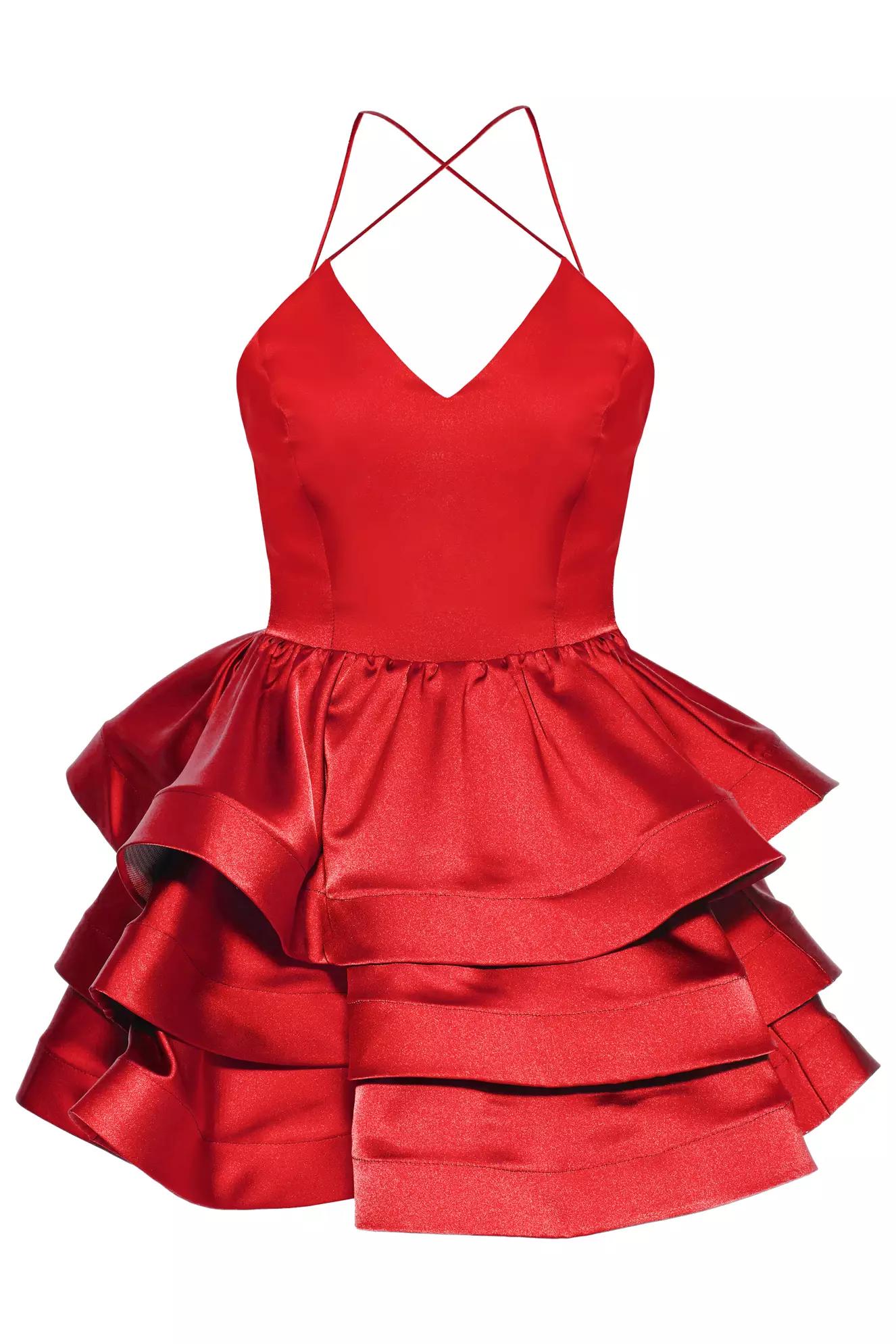 Red plus size satin sleeveless mini dress