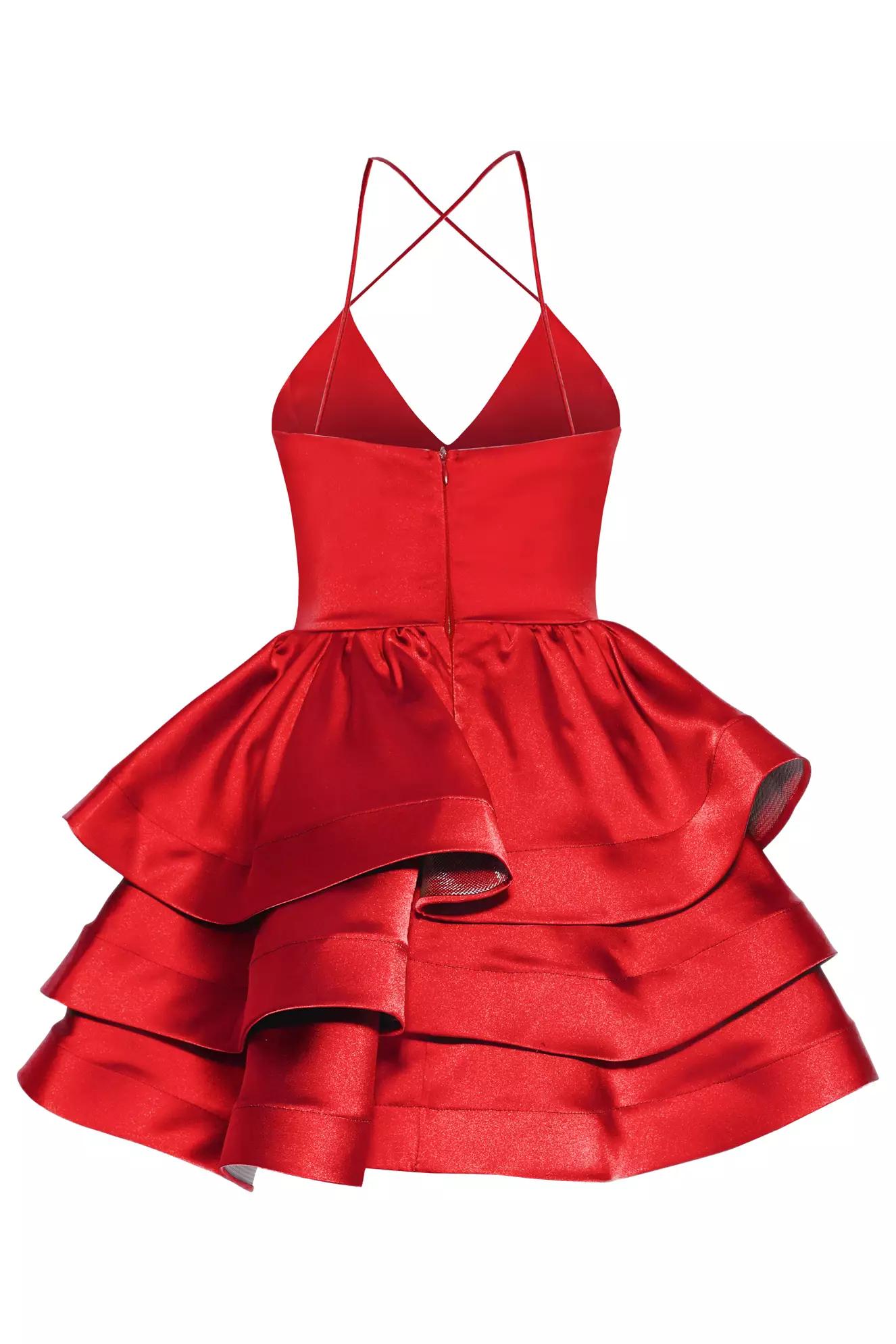 Red plus size satin sleeveless mini dress