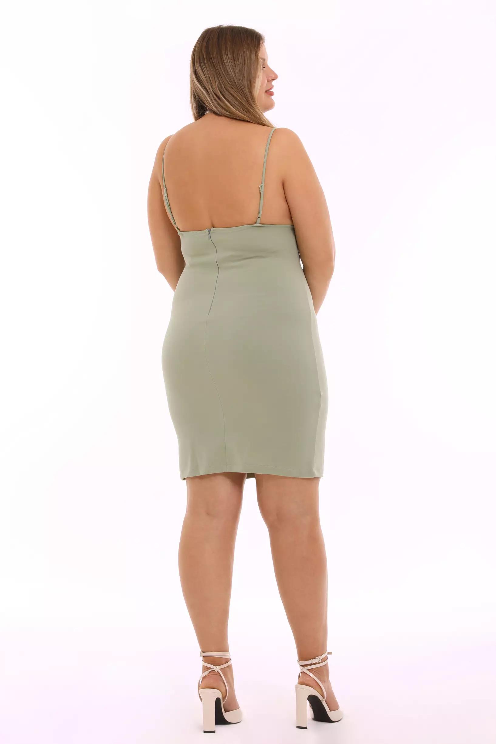 Mint green plus size crepe sleeveless mini dress