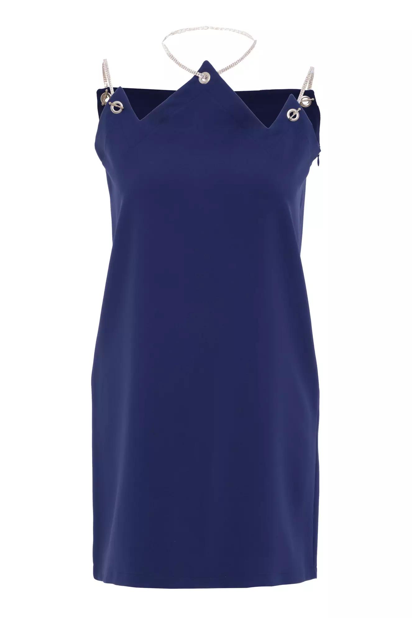 Navy blue crepe sleeveless mini dress