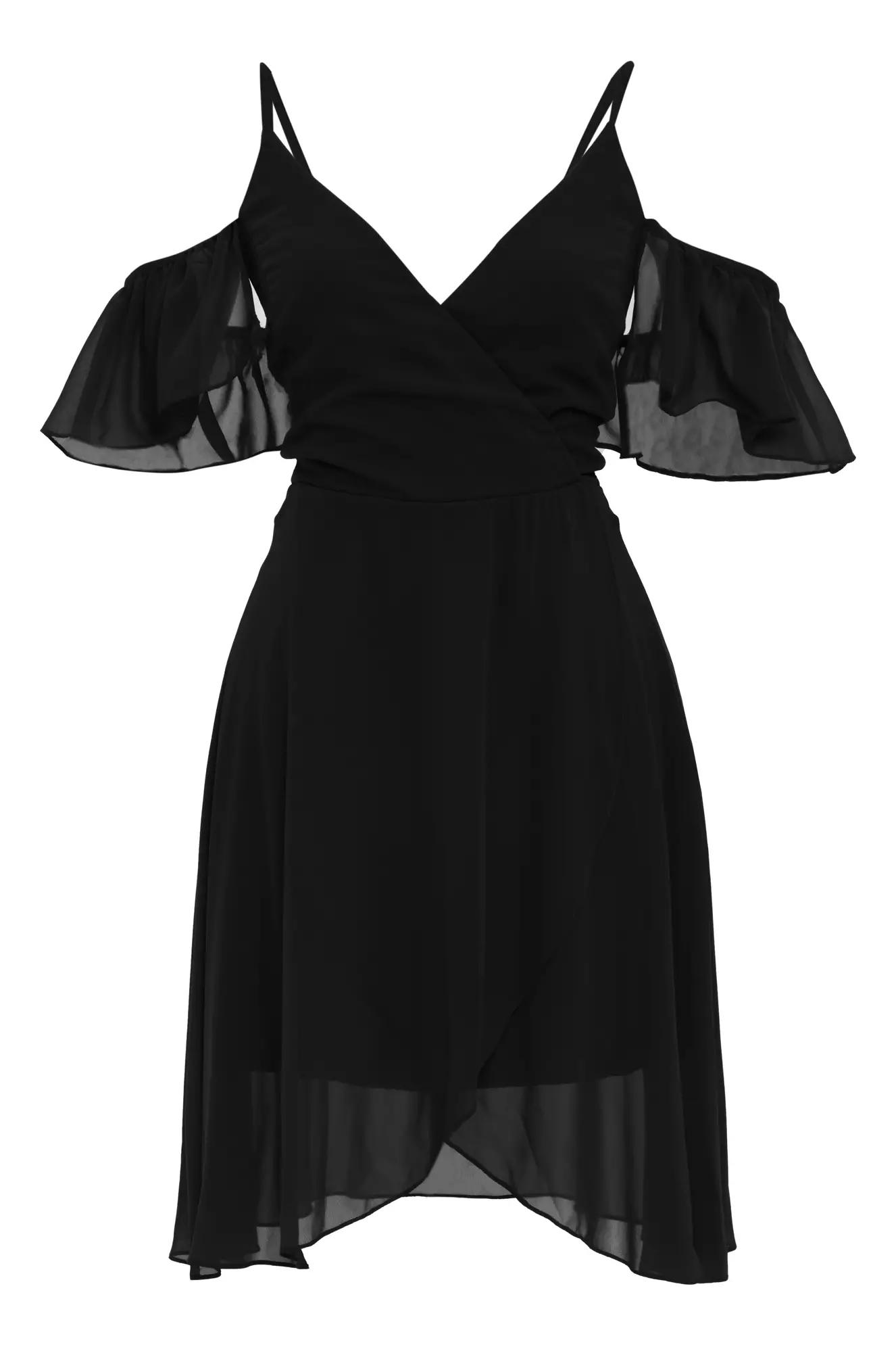 Black sifon short sleeve mini dress