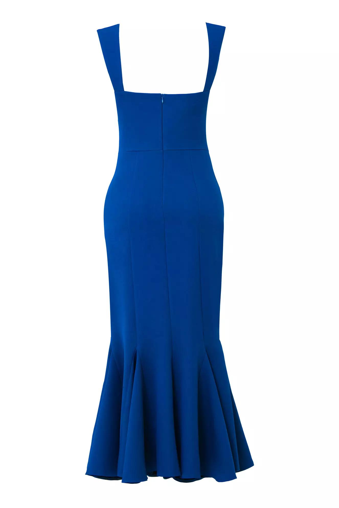 Blue crepe sleeveless long dress