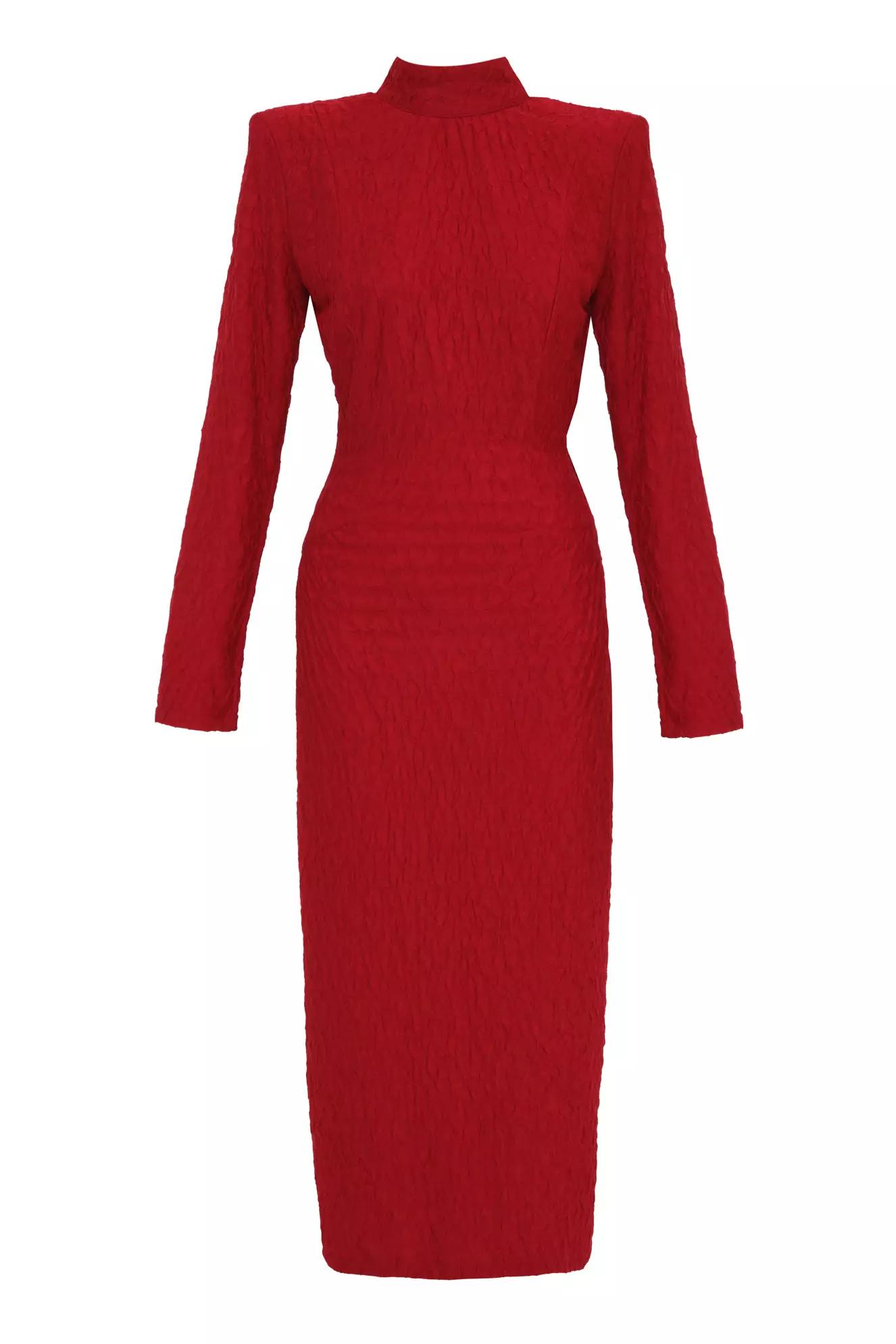 Red sendy long sleeve midi dress