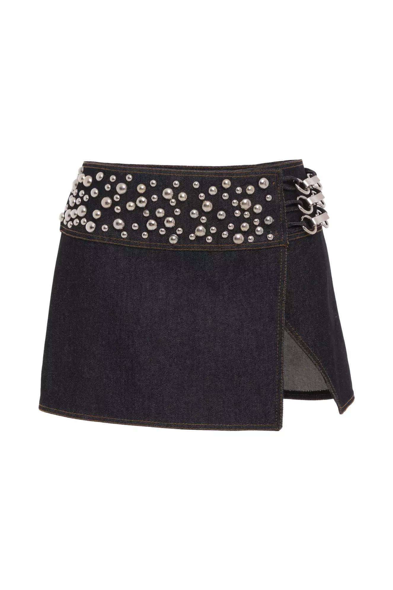 Black kot mini skirt