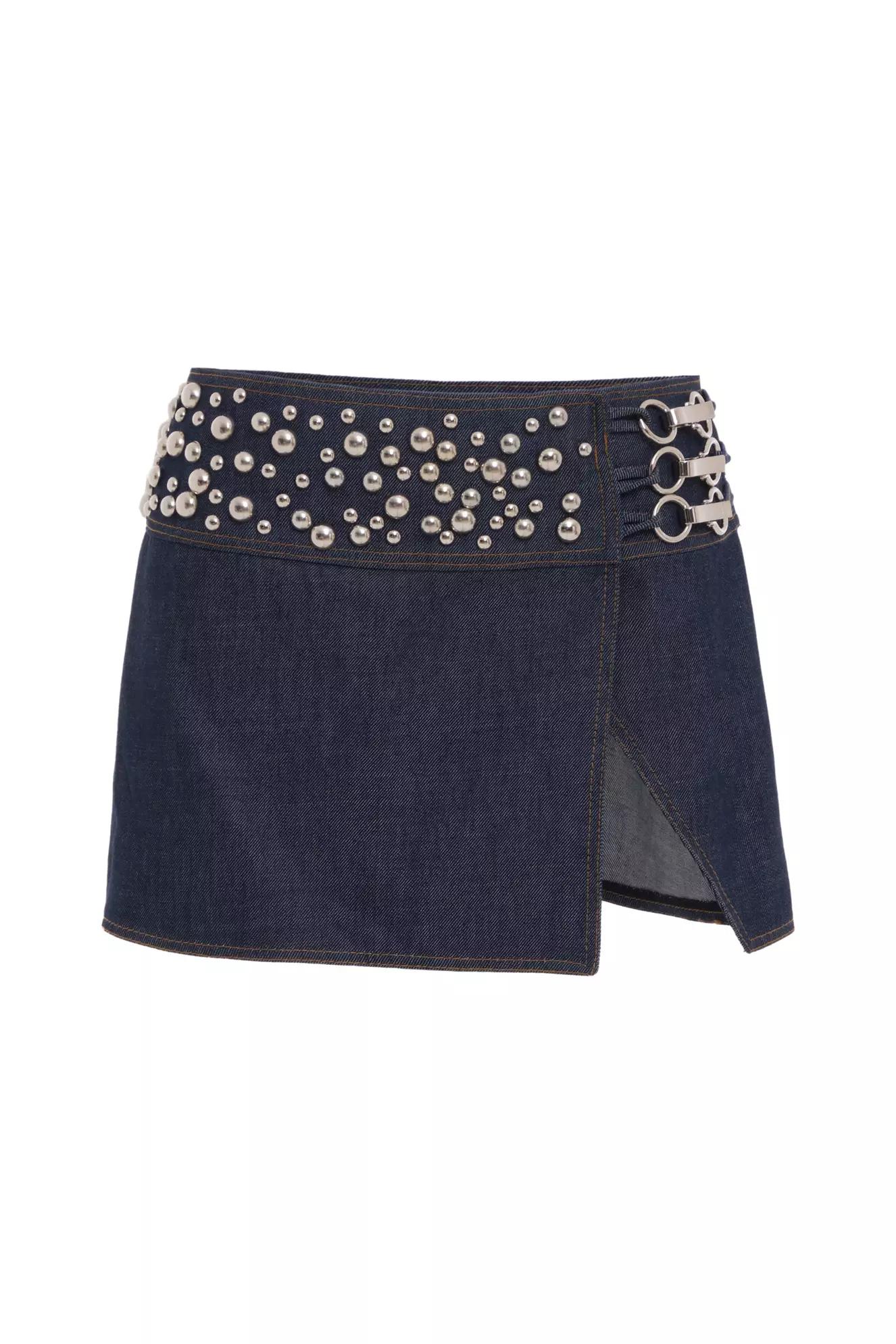 Navy blue kot mini skirt