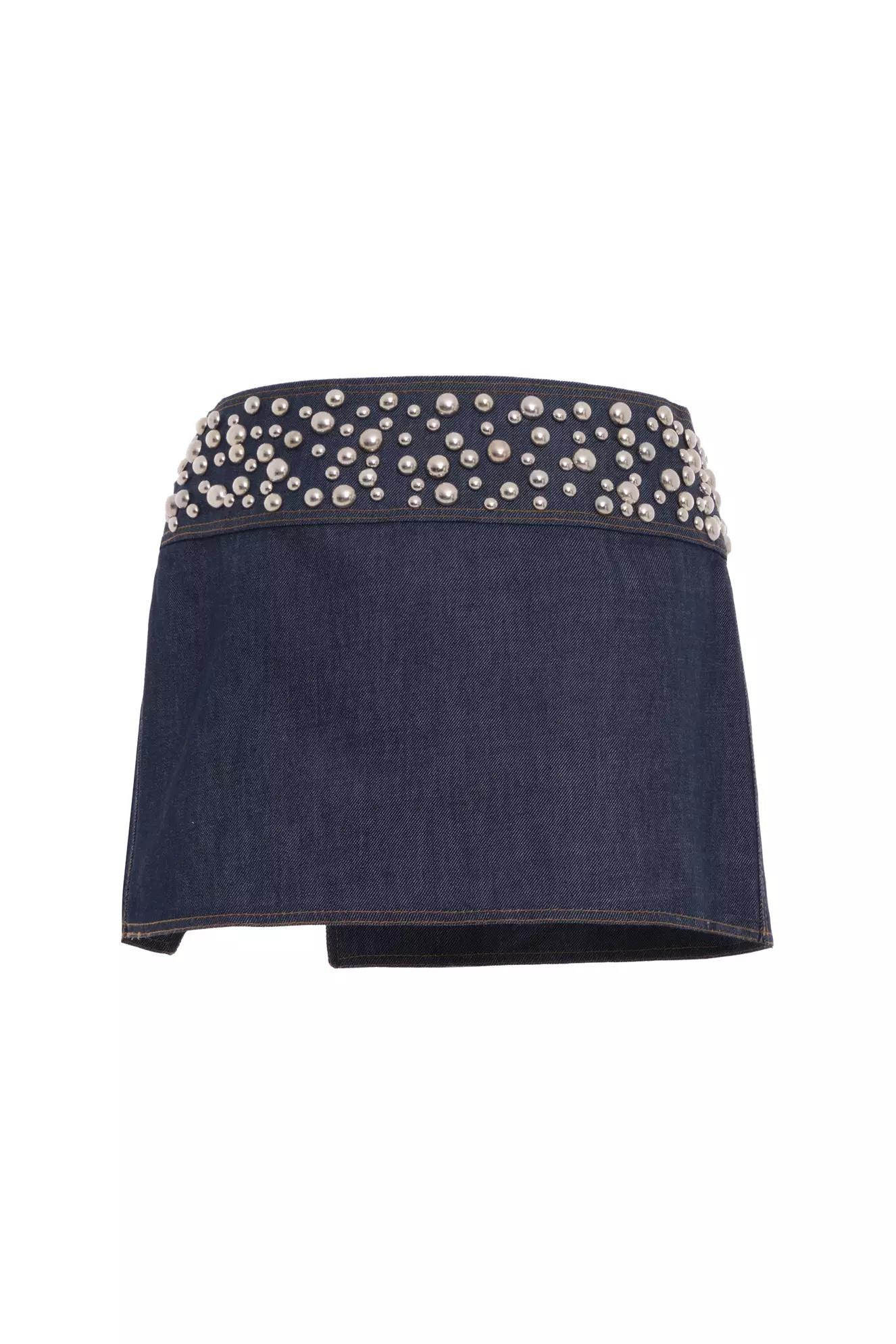 Navy blue kot mini skirt