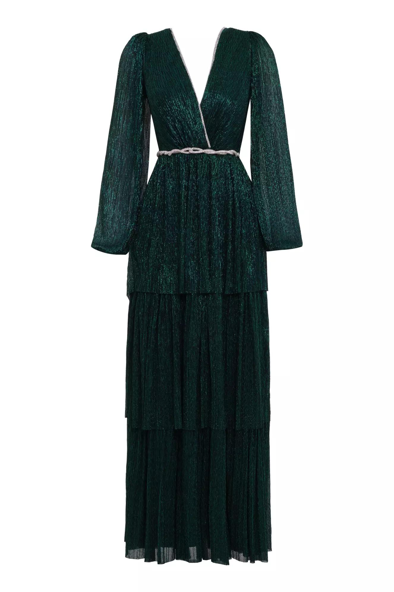 Green moonlight long sleeve long dress