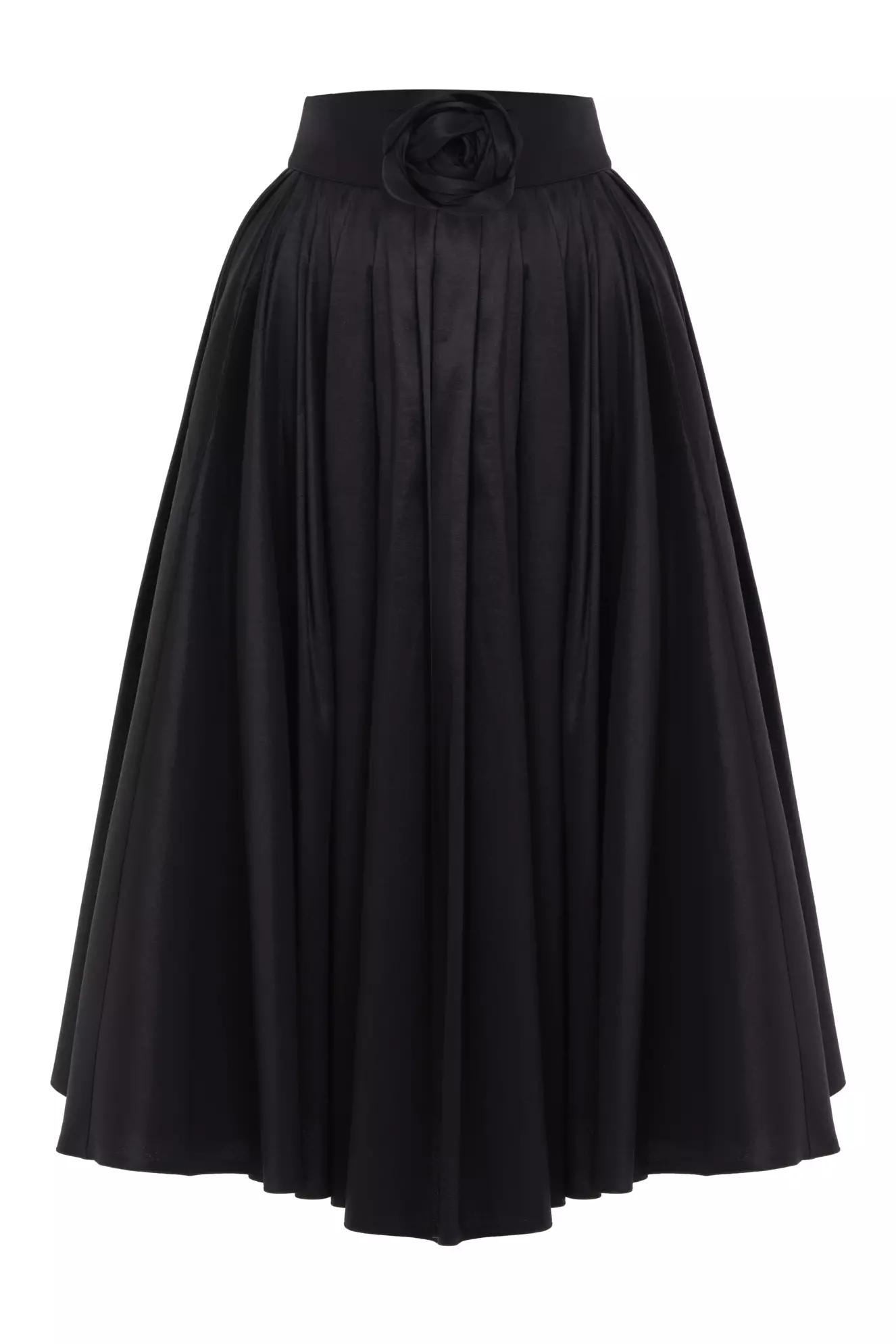 Black plus size tafta long skirt