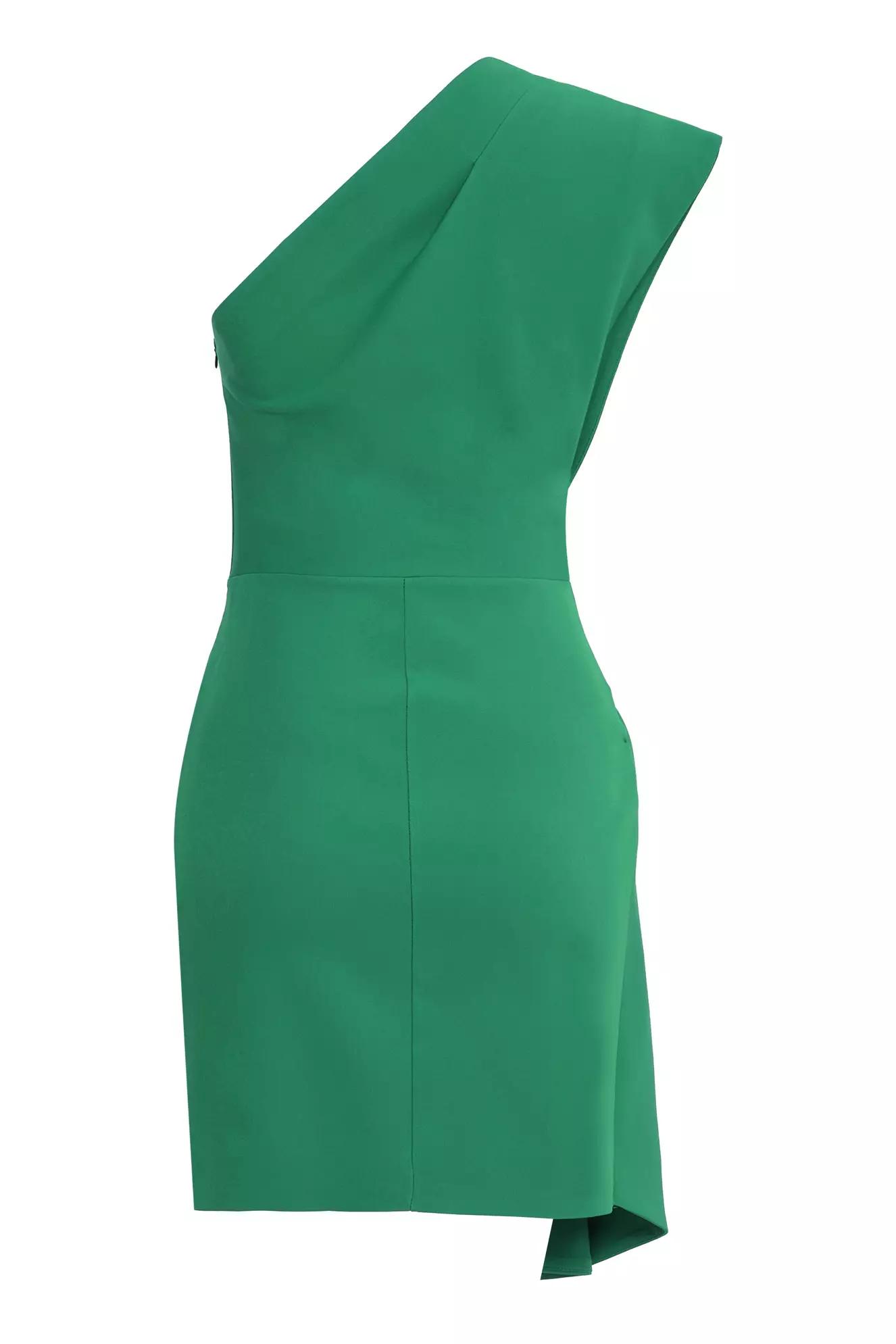 Green crepe one arm mini dress