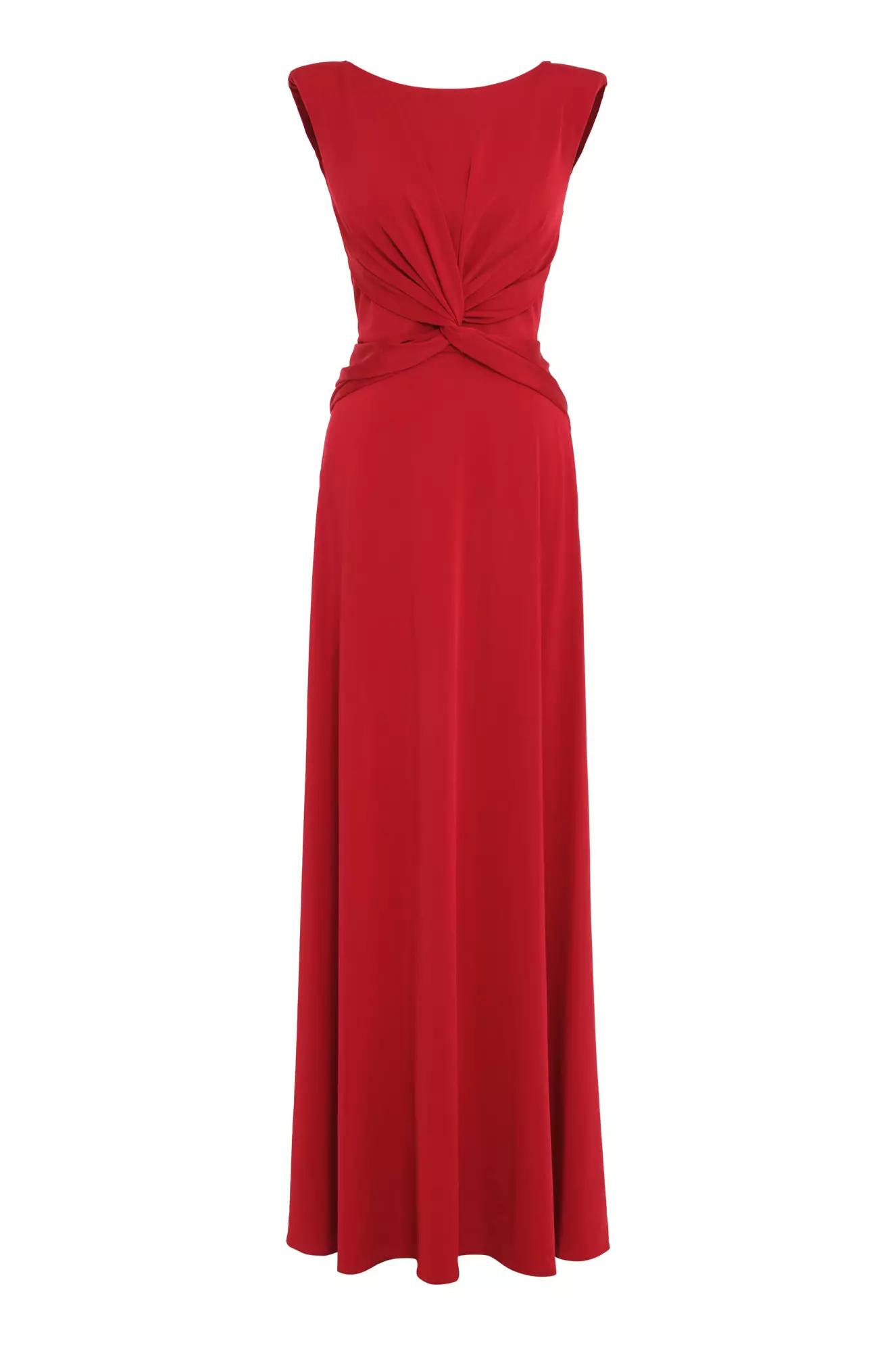 Red knitted sleeveless long dress