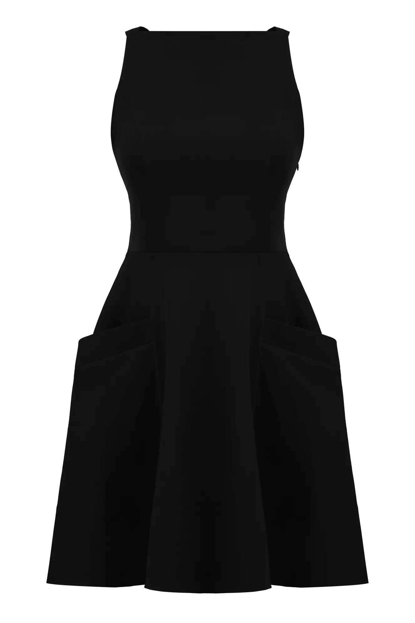 Black crepe sleeveless mini dress