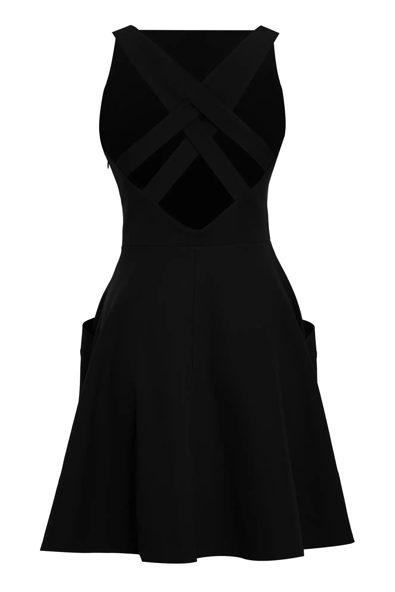 Black crepe sleeveless mini dress