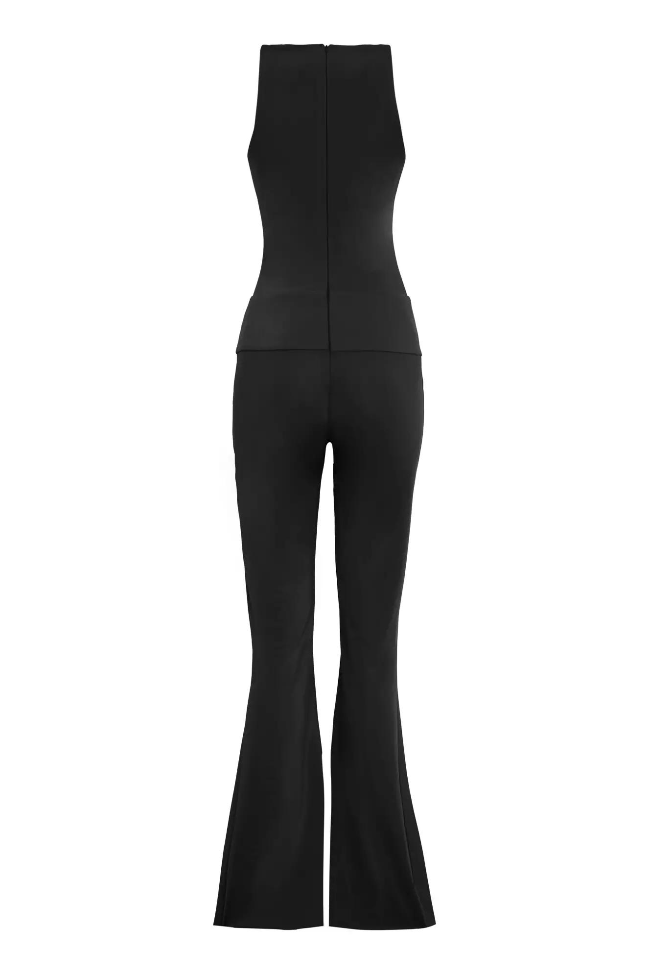 Black knitted sleeveless long suit