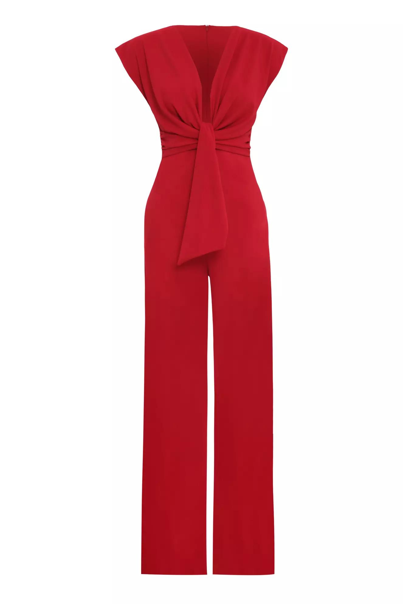 Red knitted sleeveless long suit
