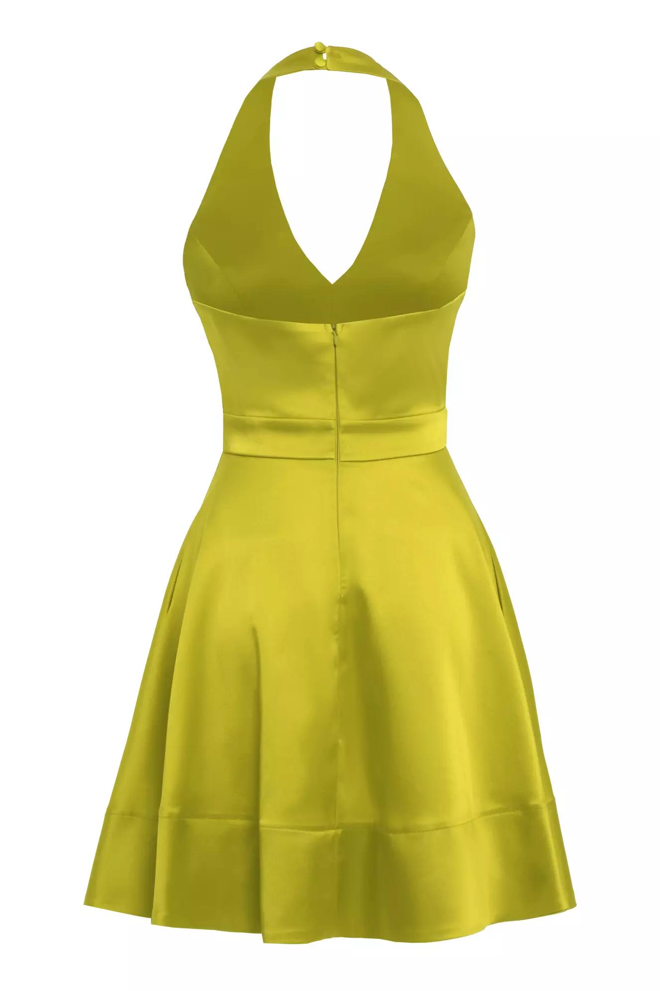 Pistachio green satin sleeveless mini dress