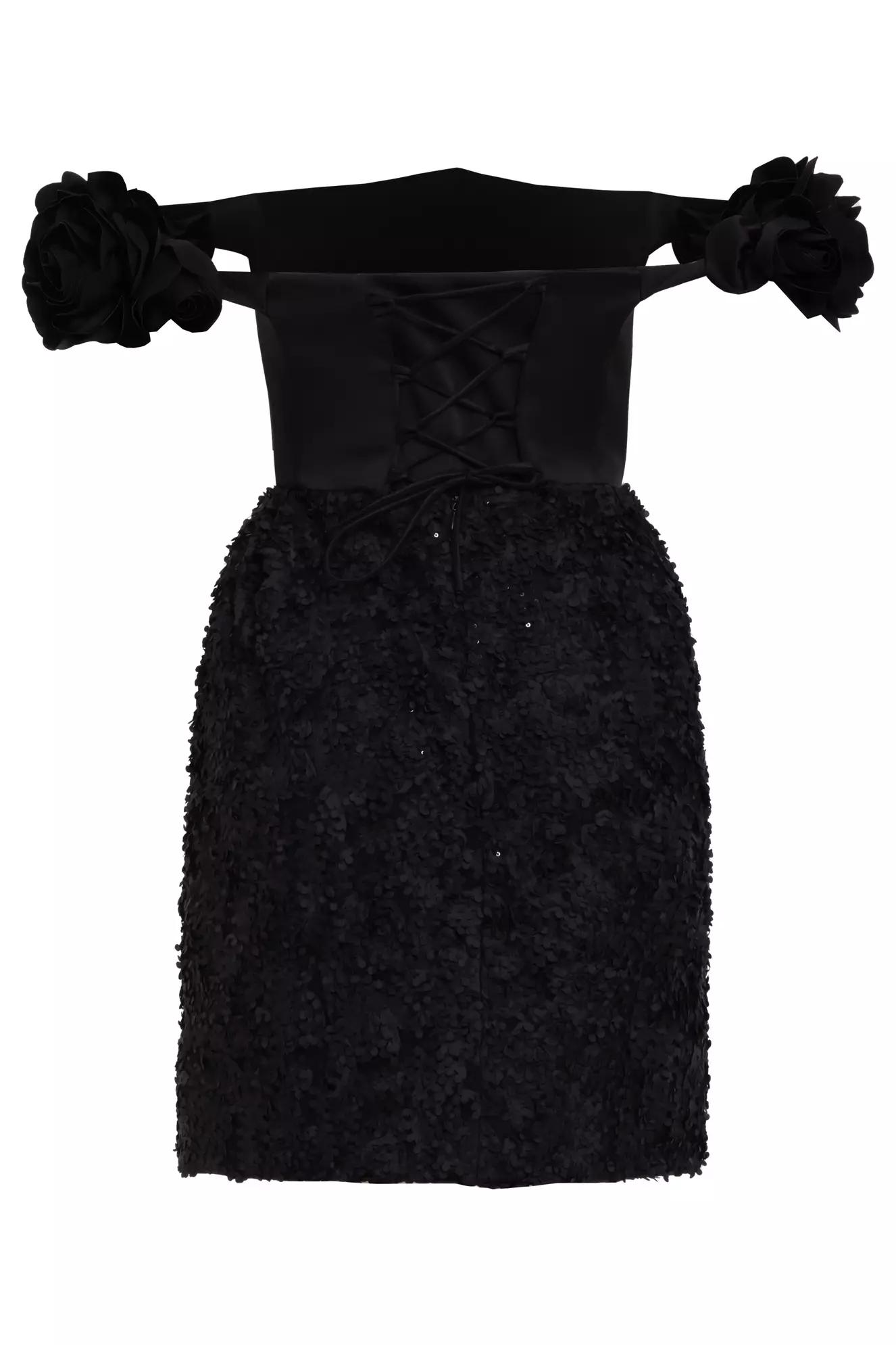 Black satin sleeveless mini dress