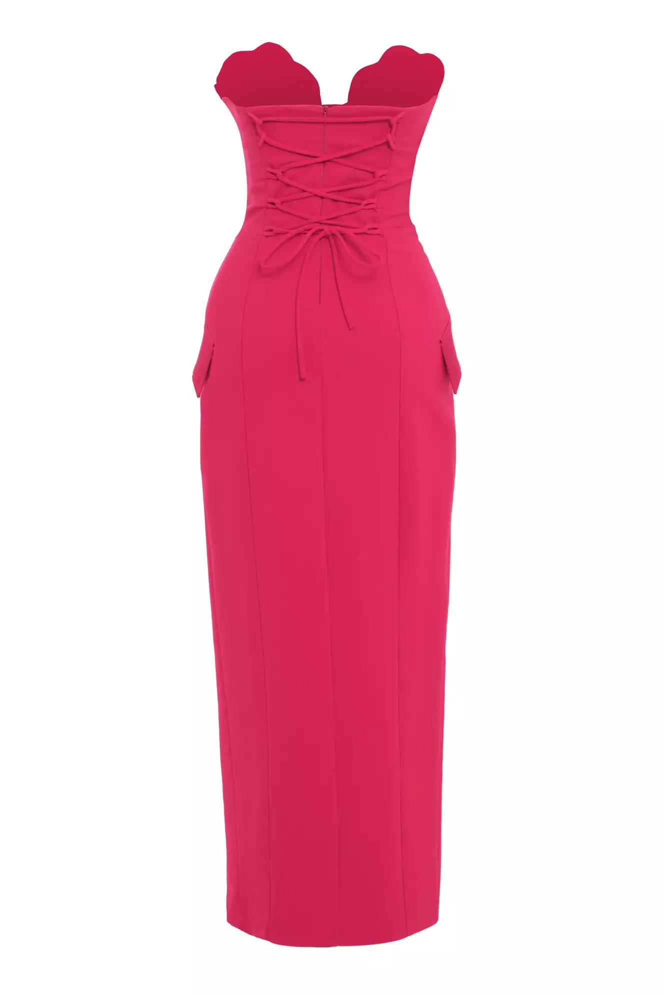 Fuchsia crepe sleeveless maxi dress