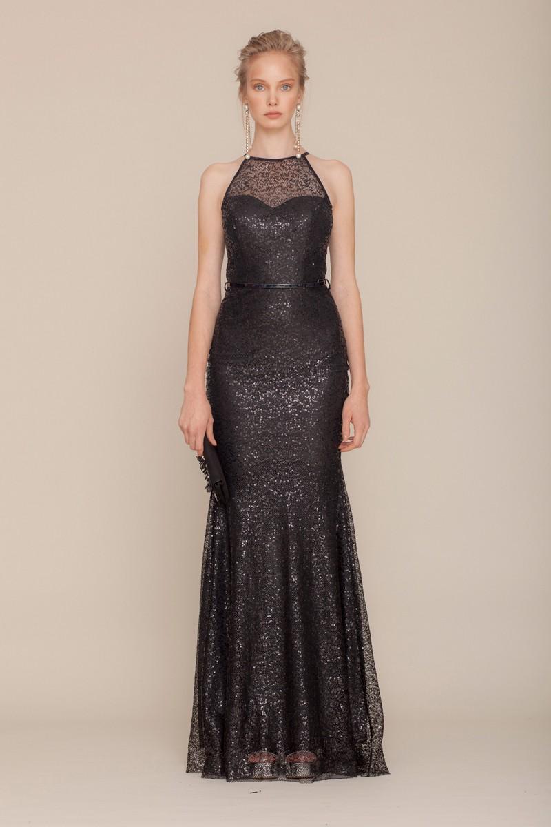 Black Sequined Maxi Sleeveless Dress