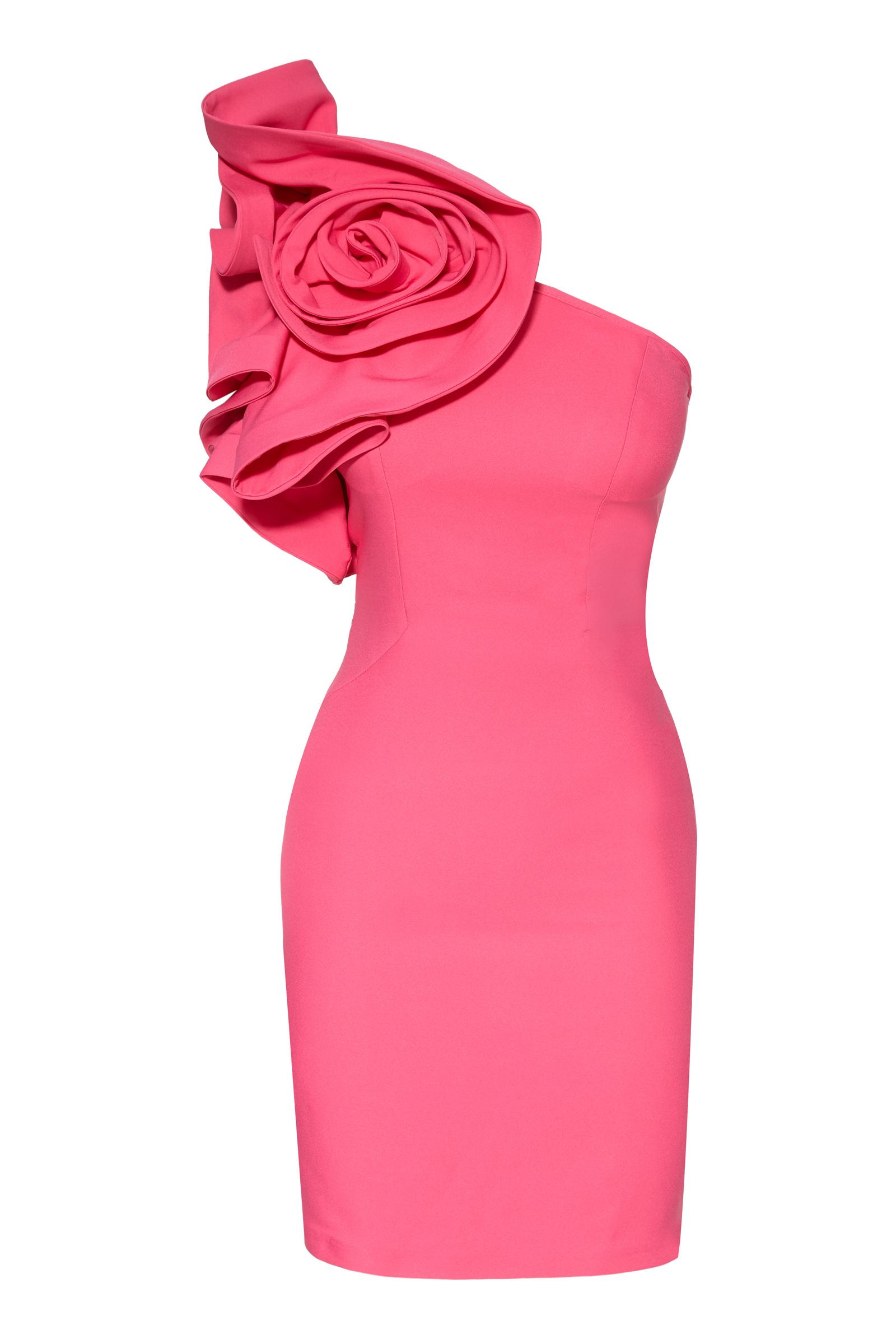 Pink crepe one arm mini dress