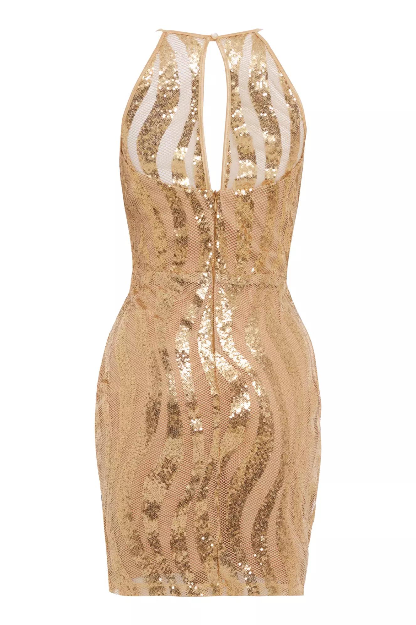 Gold sequin sleeveless mini dress