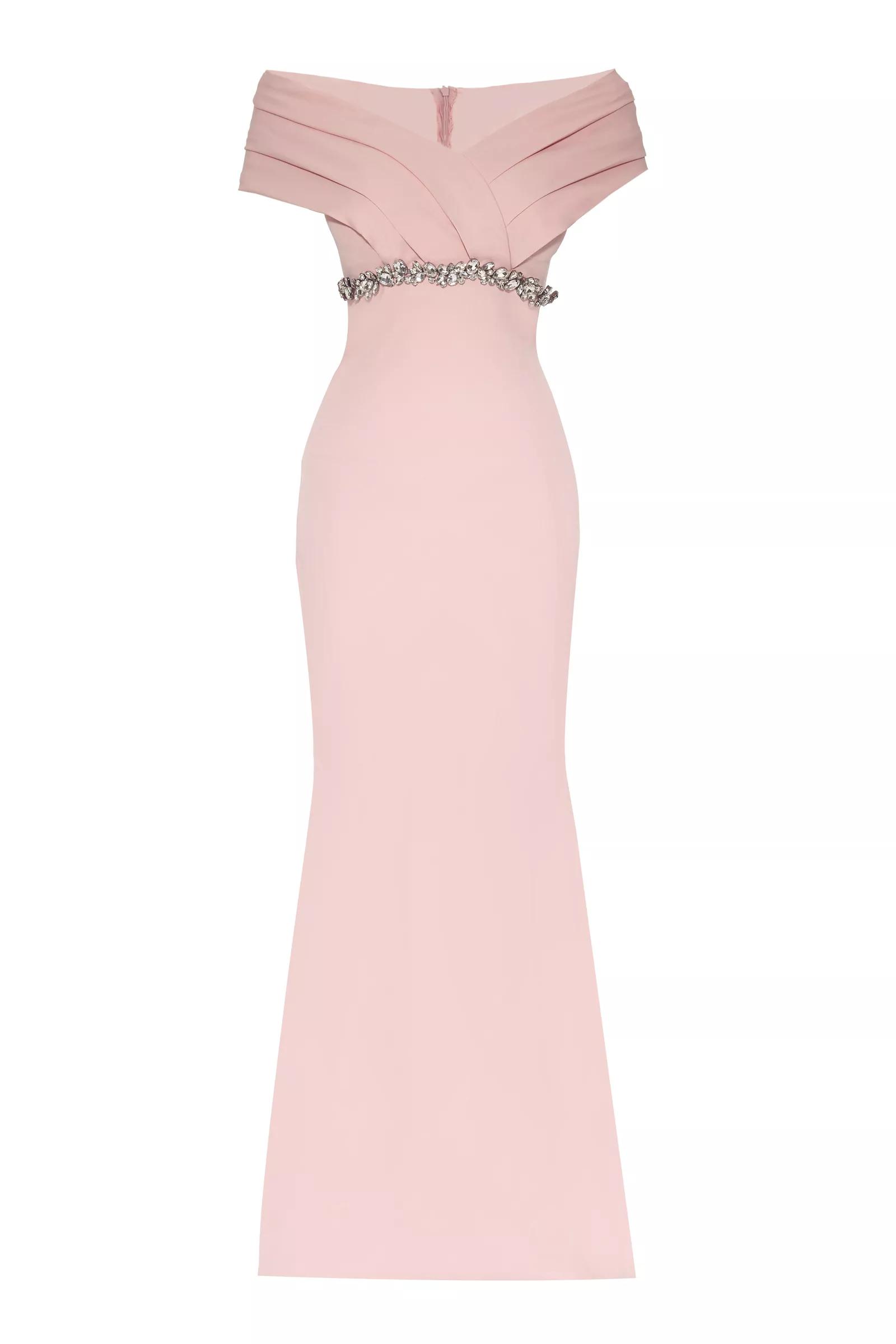 Blush Crepe Sleeveless Long Dress