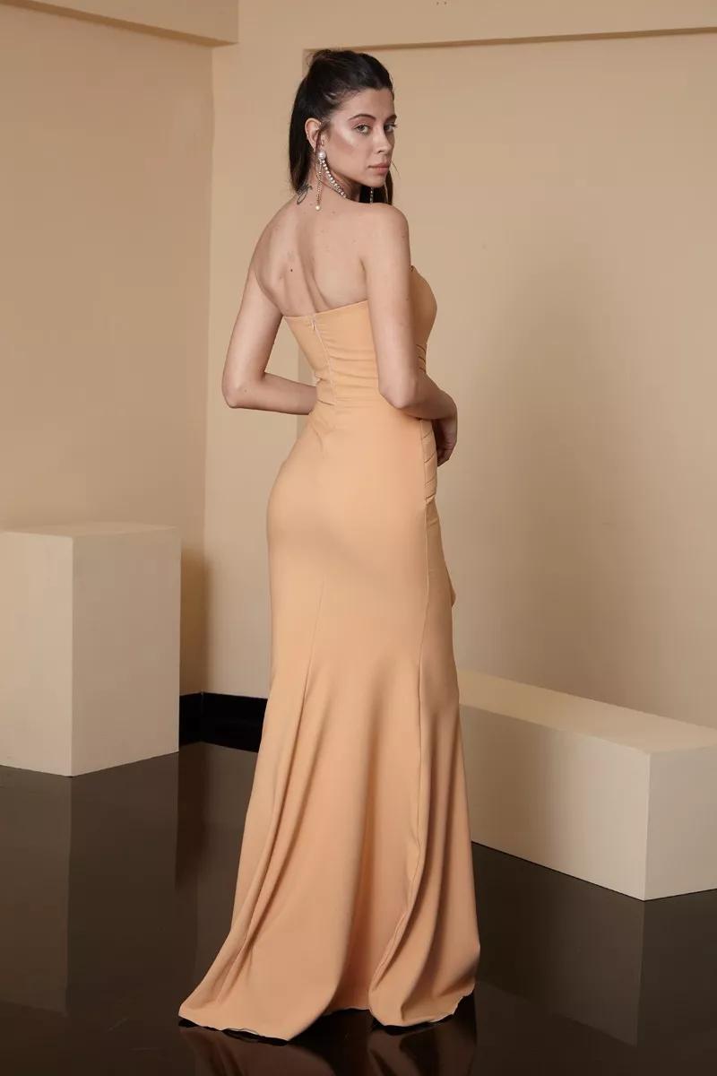 Crepe Maxi Strapless Dress