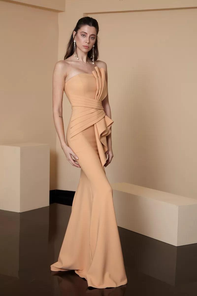 Crepe Maxi Strapless Dress