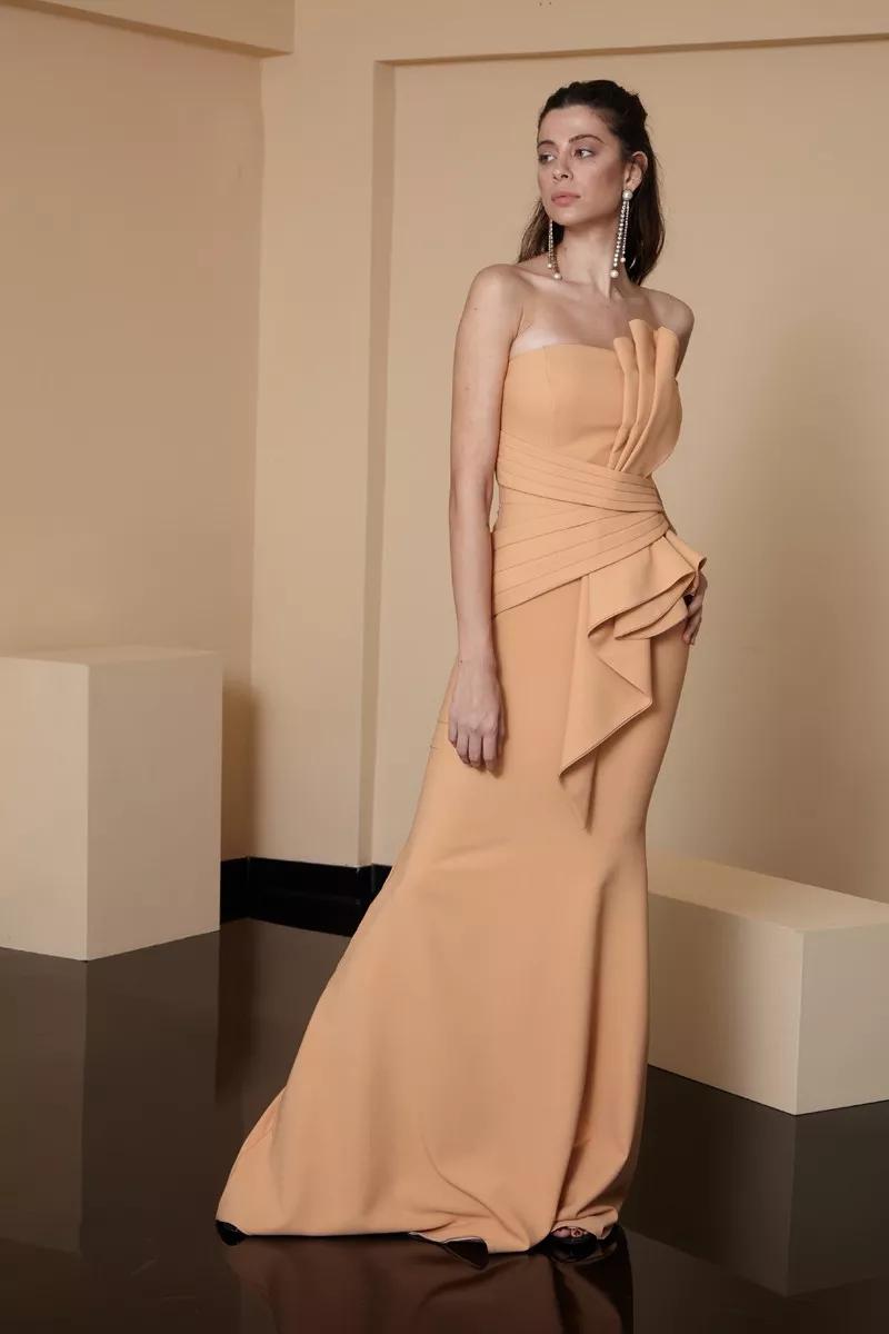 Crepe Maxi Strapless Dress