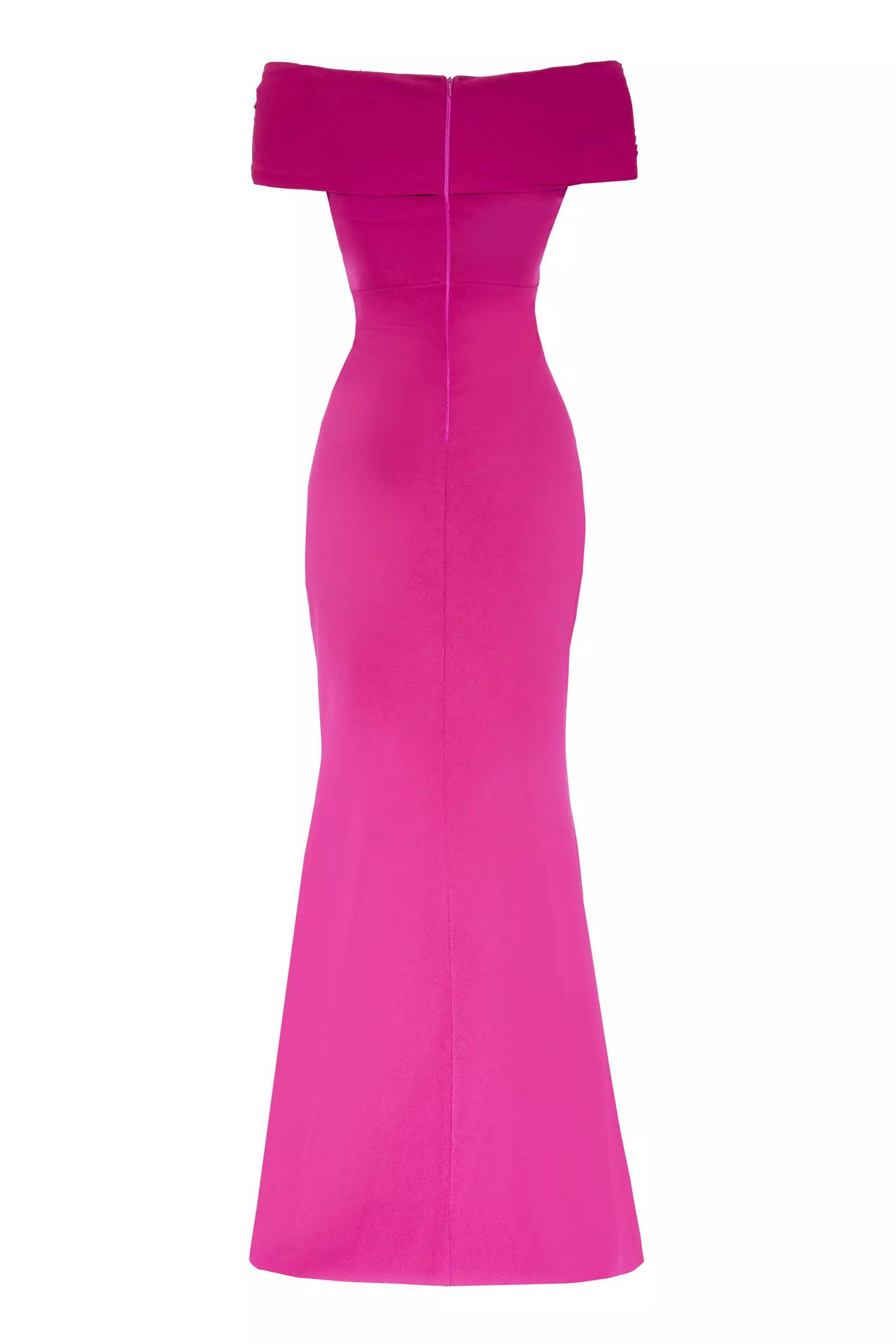 Fuchsia crepe sleeveless long dress