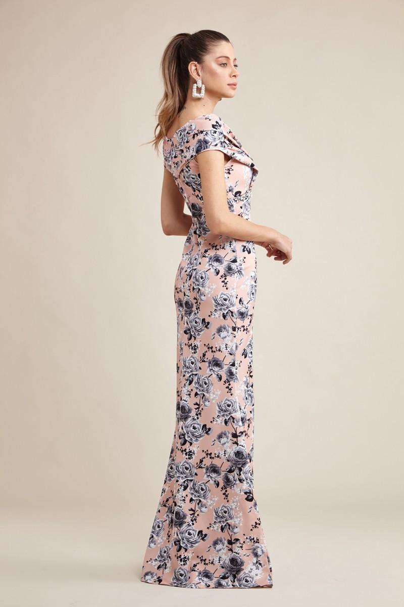 Print Y19 Crepe Short Sleeve Maxi Dress