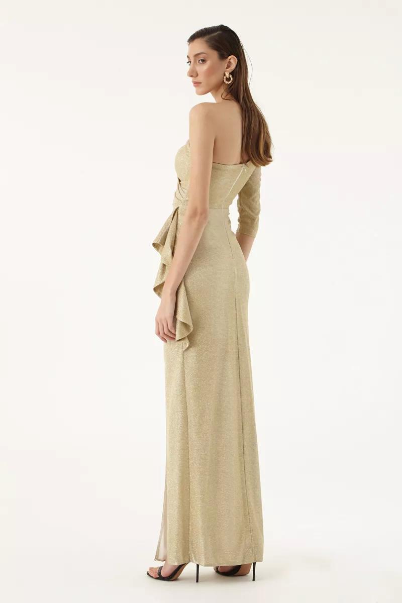 Gold glare one arm maxi dress