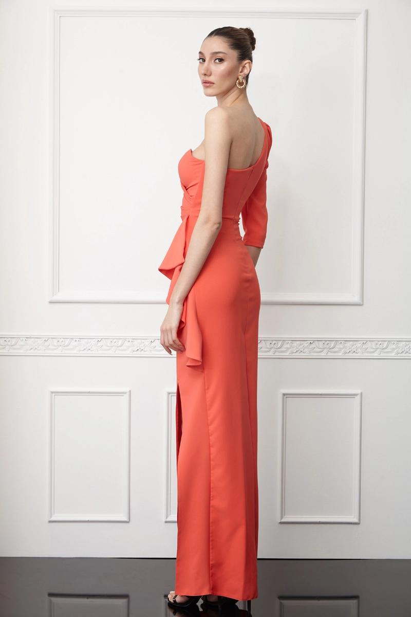 Orange Crepe Maxi Dress