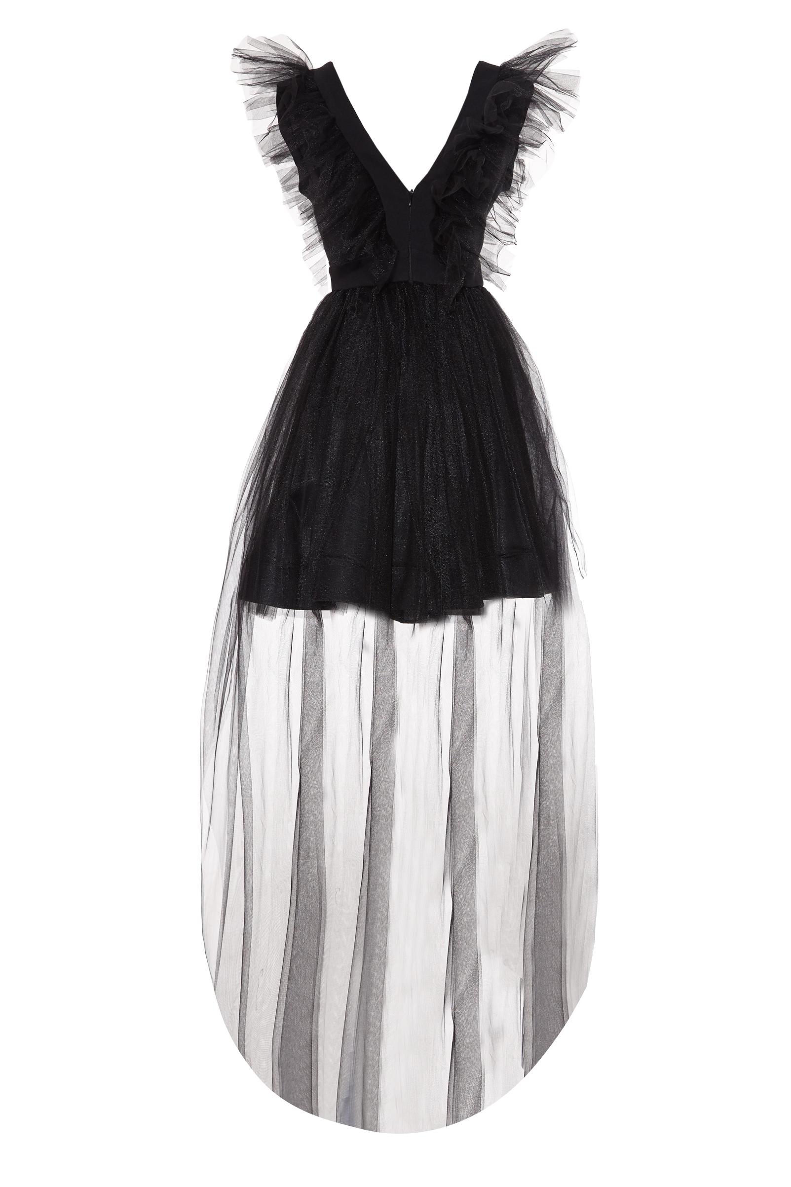 Black Tulle Sleeveless Mini Dress