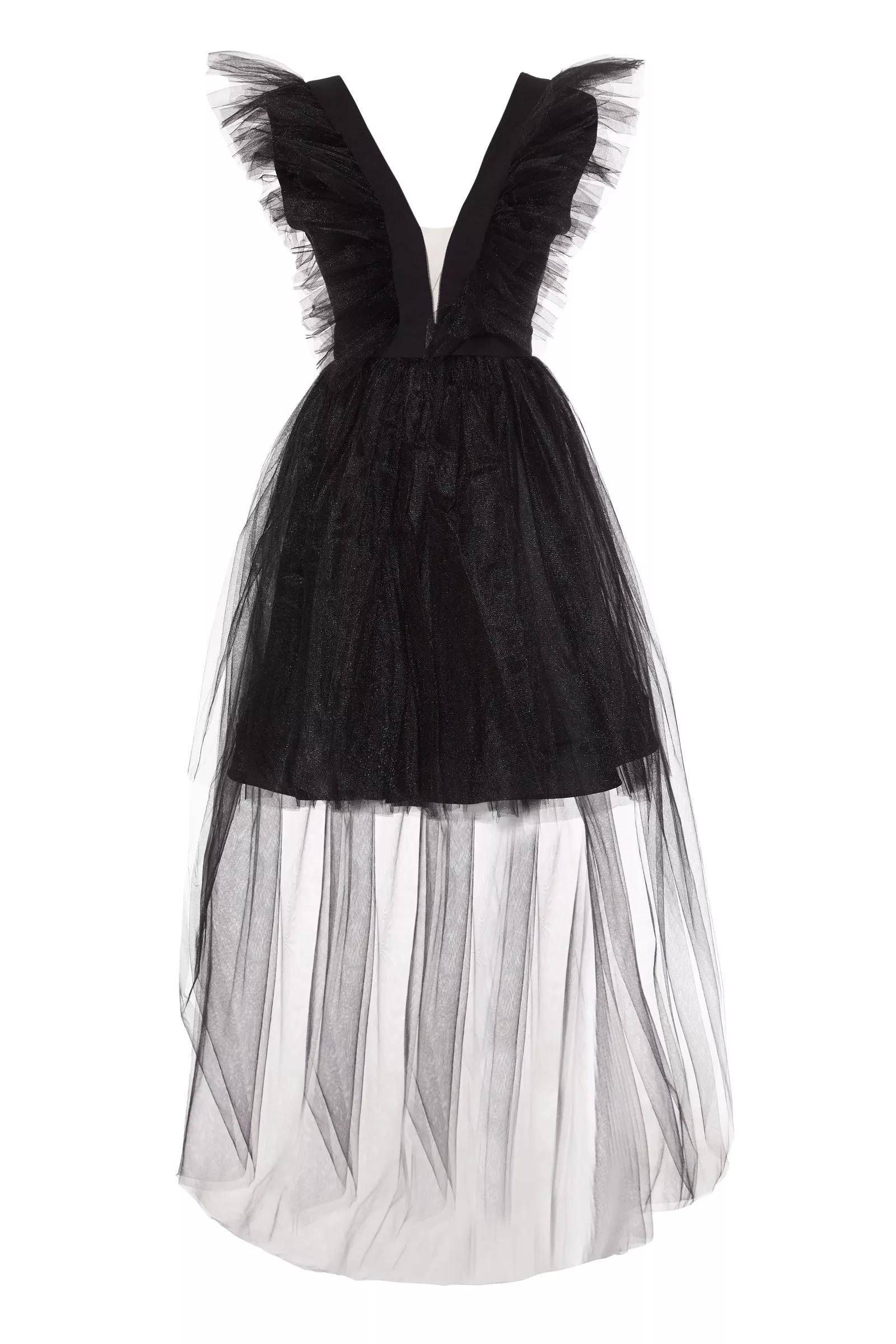 Black Tulle Sleeveless Mini Dress