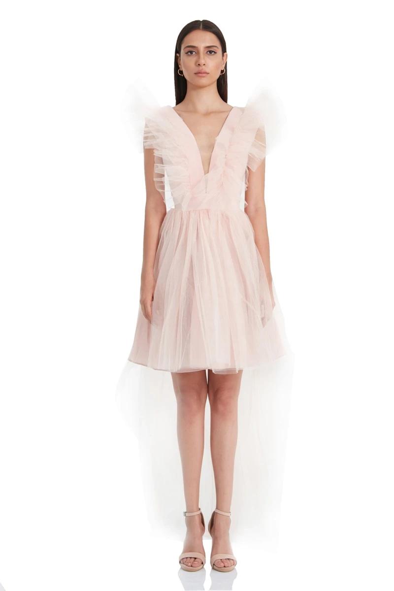 Powder Tulle Sleeveless Mini Dress