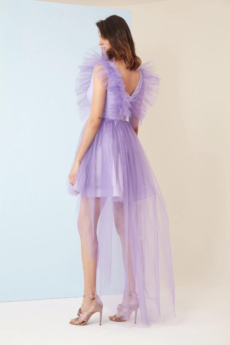 Lilac Tulle Sleeveless Mini Dress