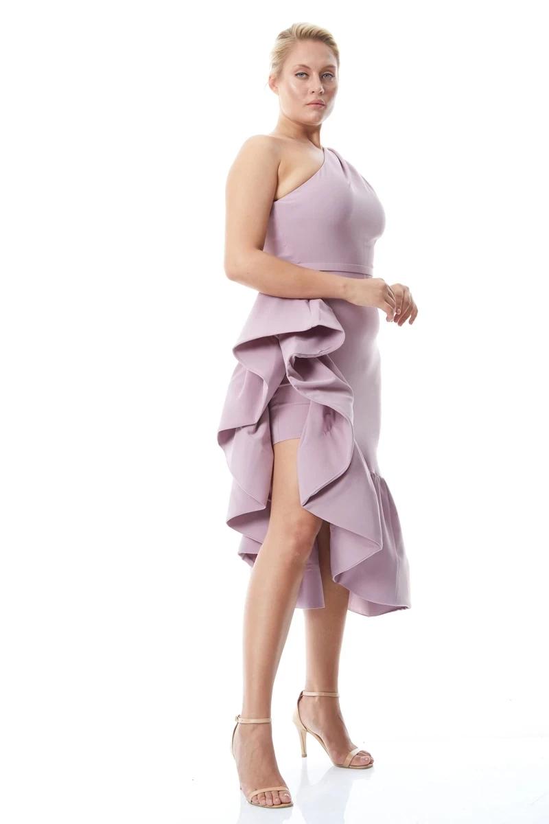 Lilac Plus Size Crepe Long Sleeve Midi Dress